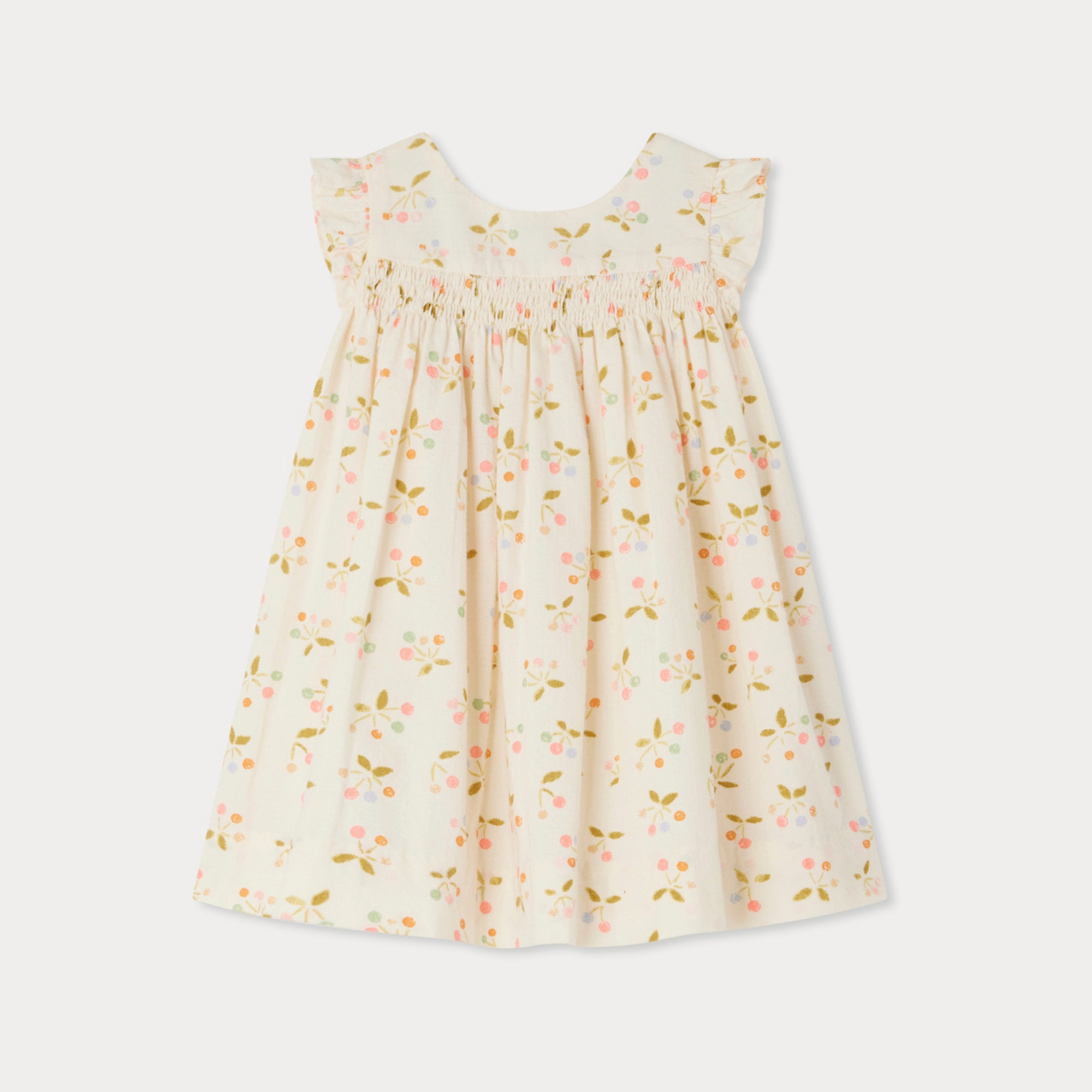 Baby Girls Ivory Cherry Printed Cotton Dress