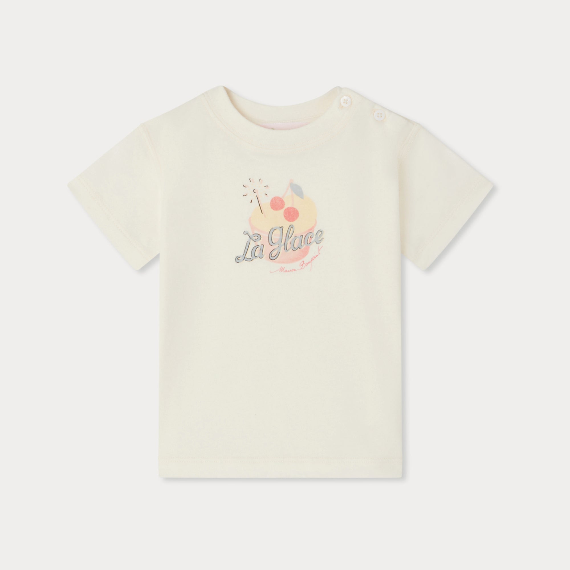 Baby Girls Ivory Printed Cotton T-Shirt
