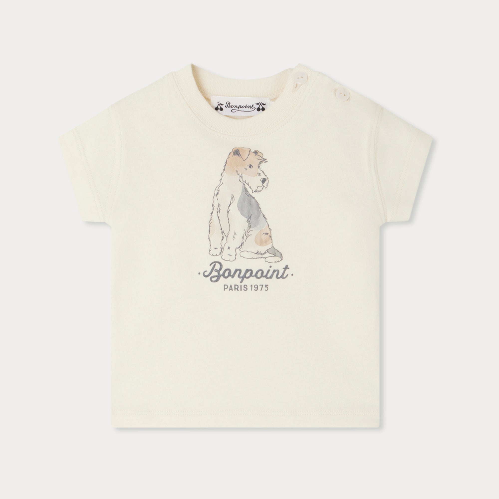 Baby Boys White Printed Cotton T-Shirt