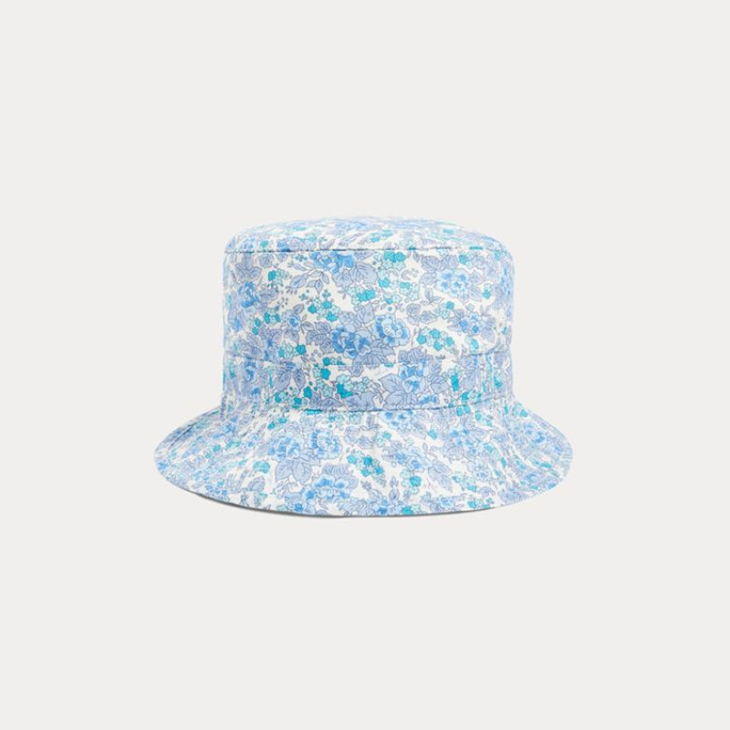 Baby Boys & Girls Blue Floral Cotton Bucket Hat
