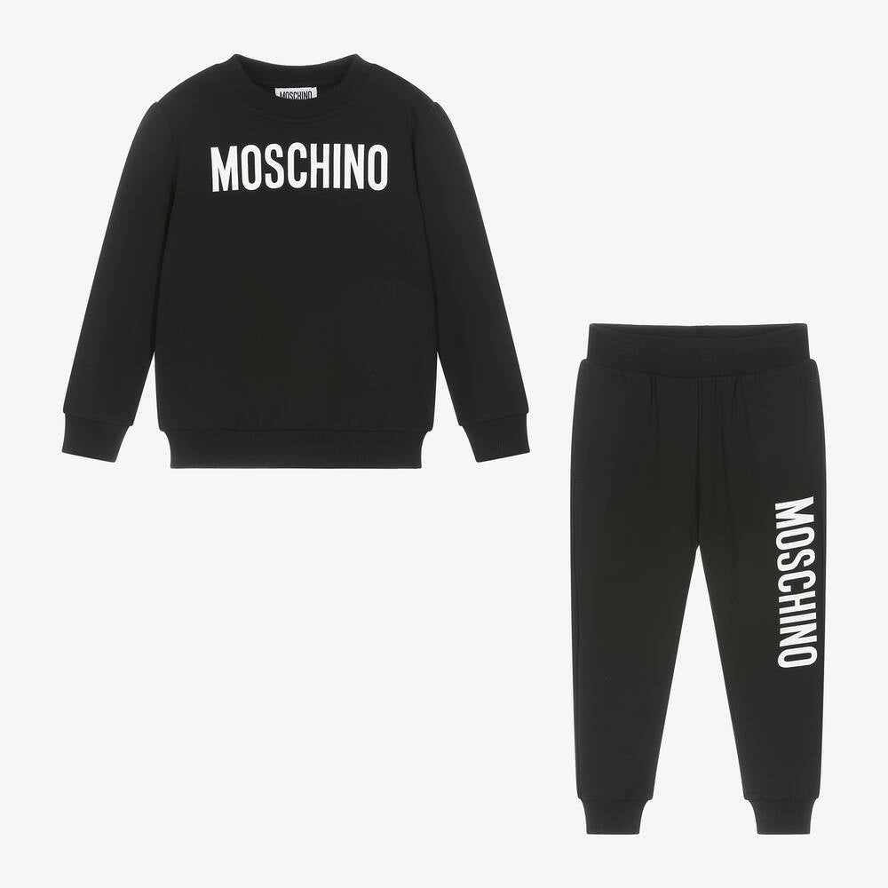 Boys & Girls Black Logo Cotton Set
