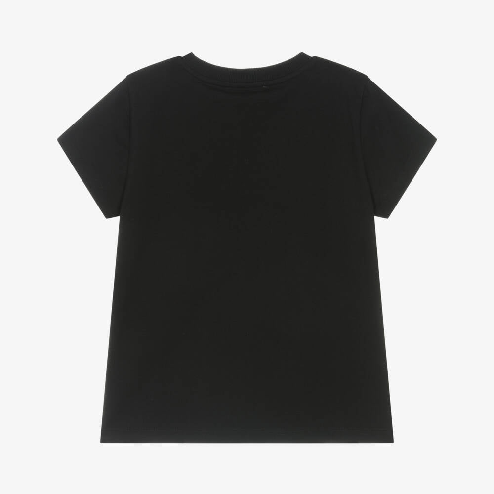 Boys & Girls Black Bear Printed Cotton T-Shirt