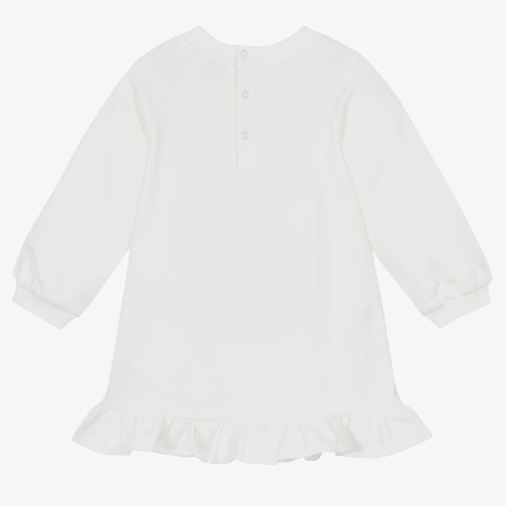 Baby Girls White Printed Cotton Dress