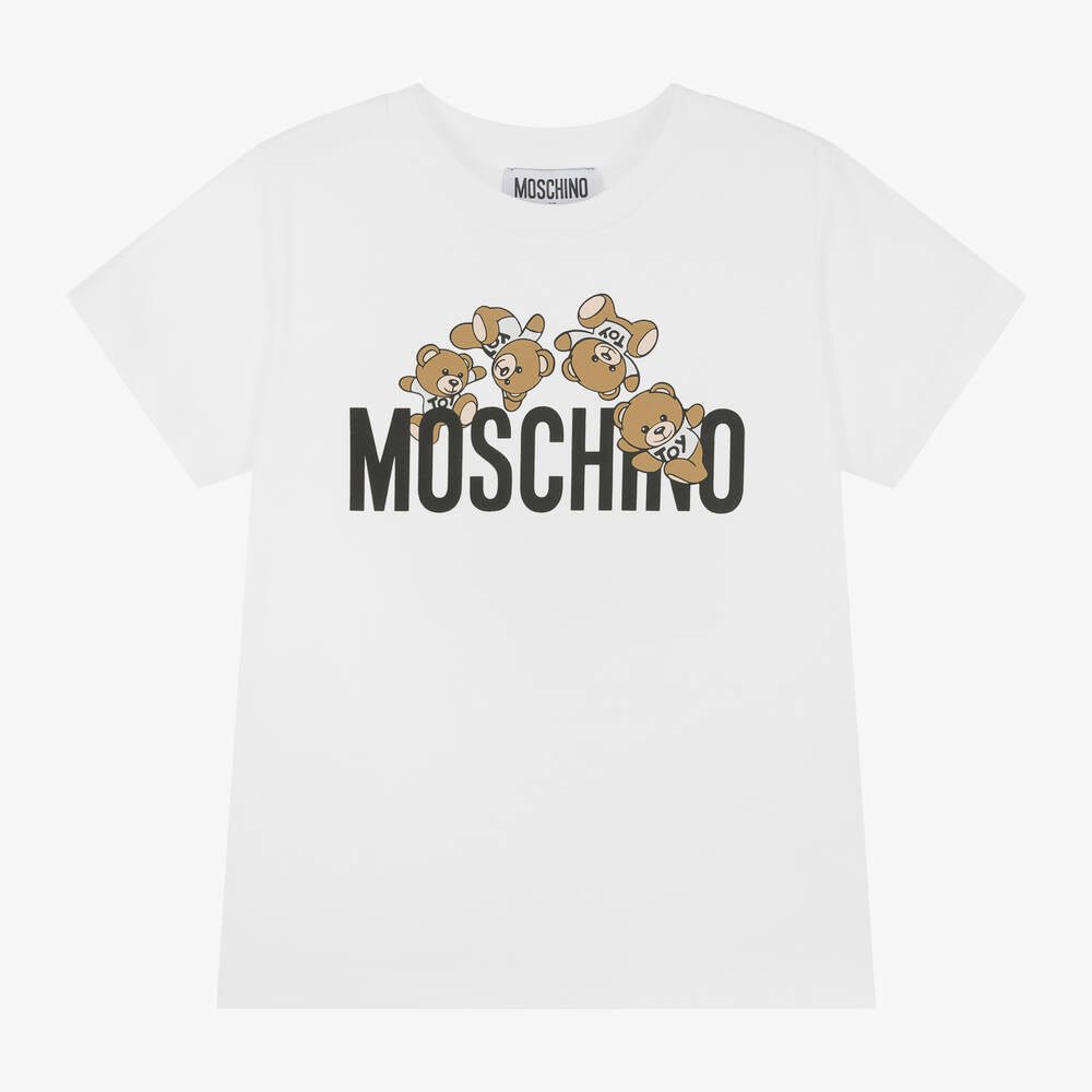 Boys & Girls White Logo Cotton T-Shirt