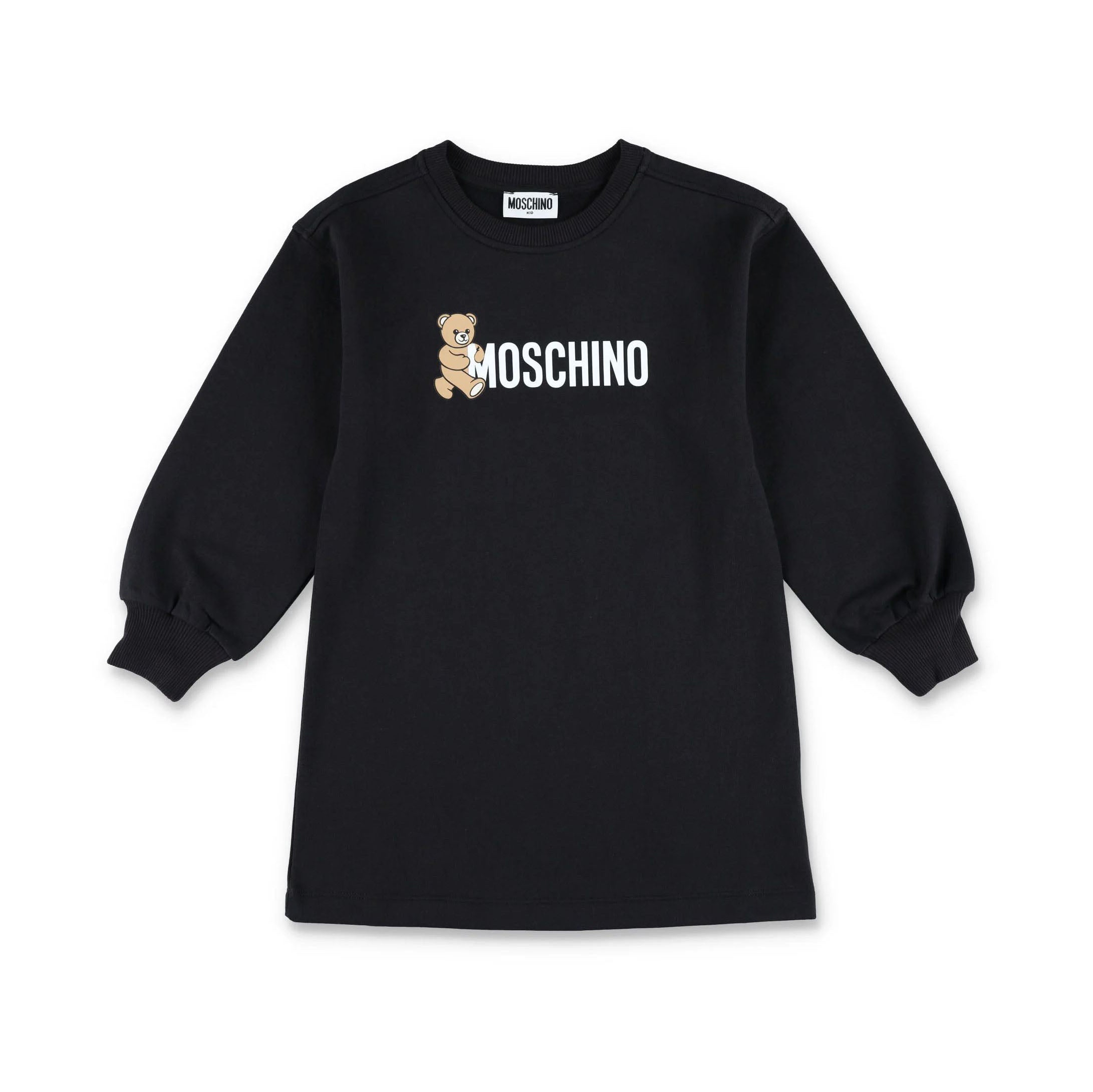 Girls Black Bear Printed Cotton Dress