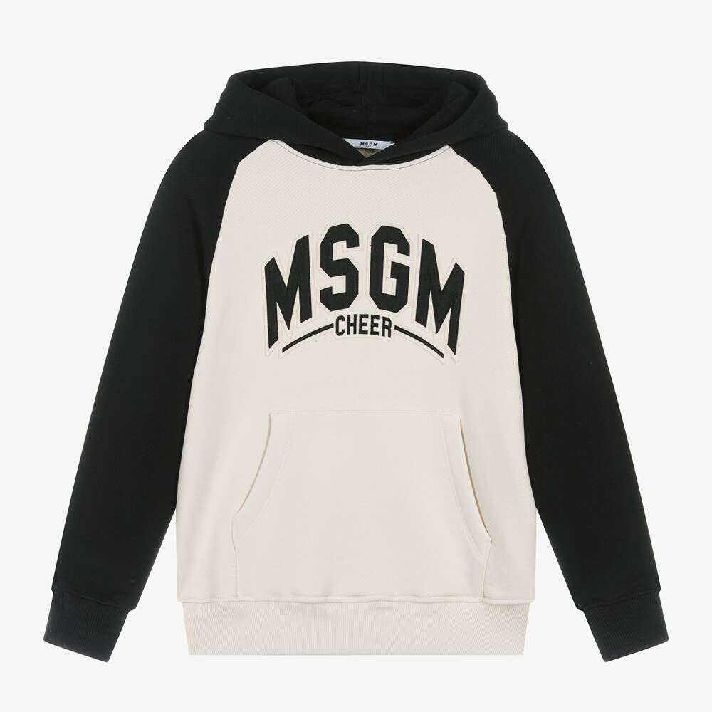 Boys & Girls Black Hooded Cotton Sweatshirt