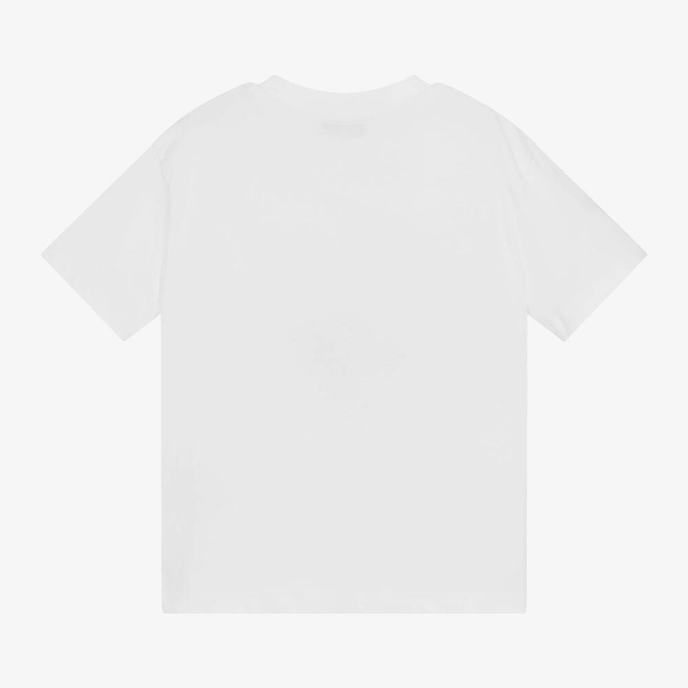 Boys & Girls White Logo Cotton T-Shirt