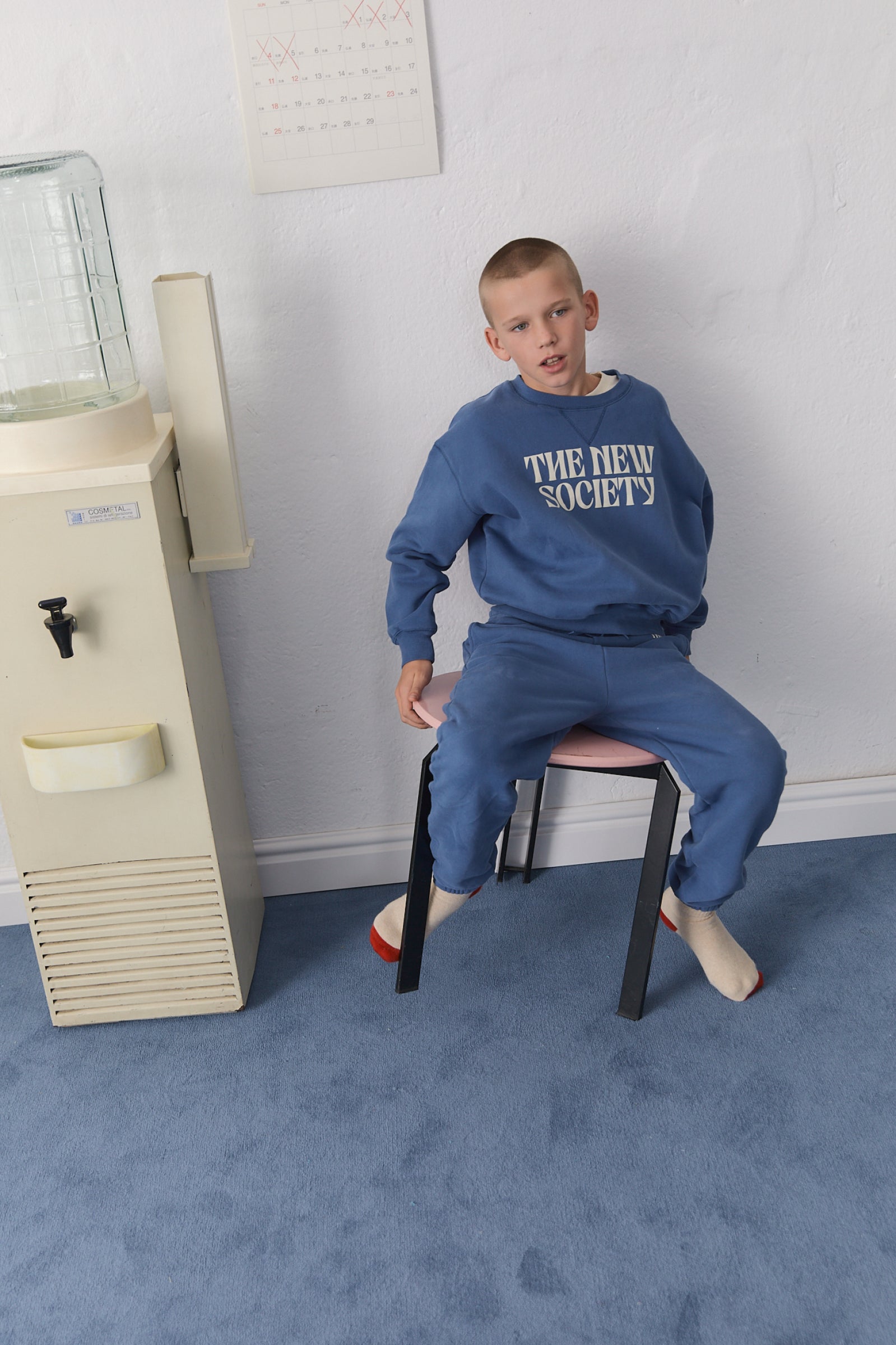 Boys Blue Logo Cotton Sweatshirt