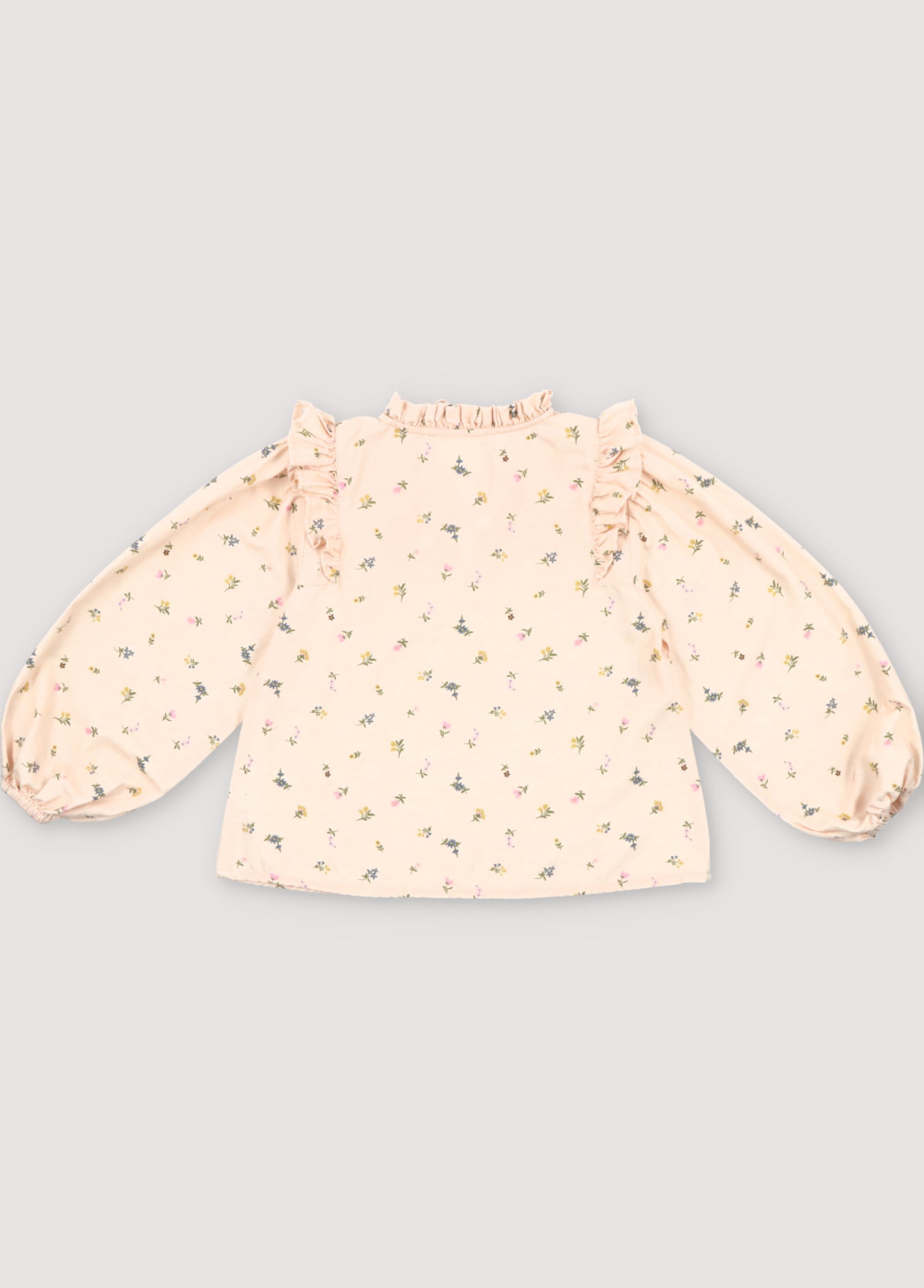 Girls Beige Floral Cotton Top