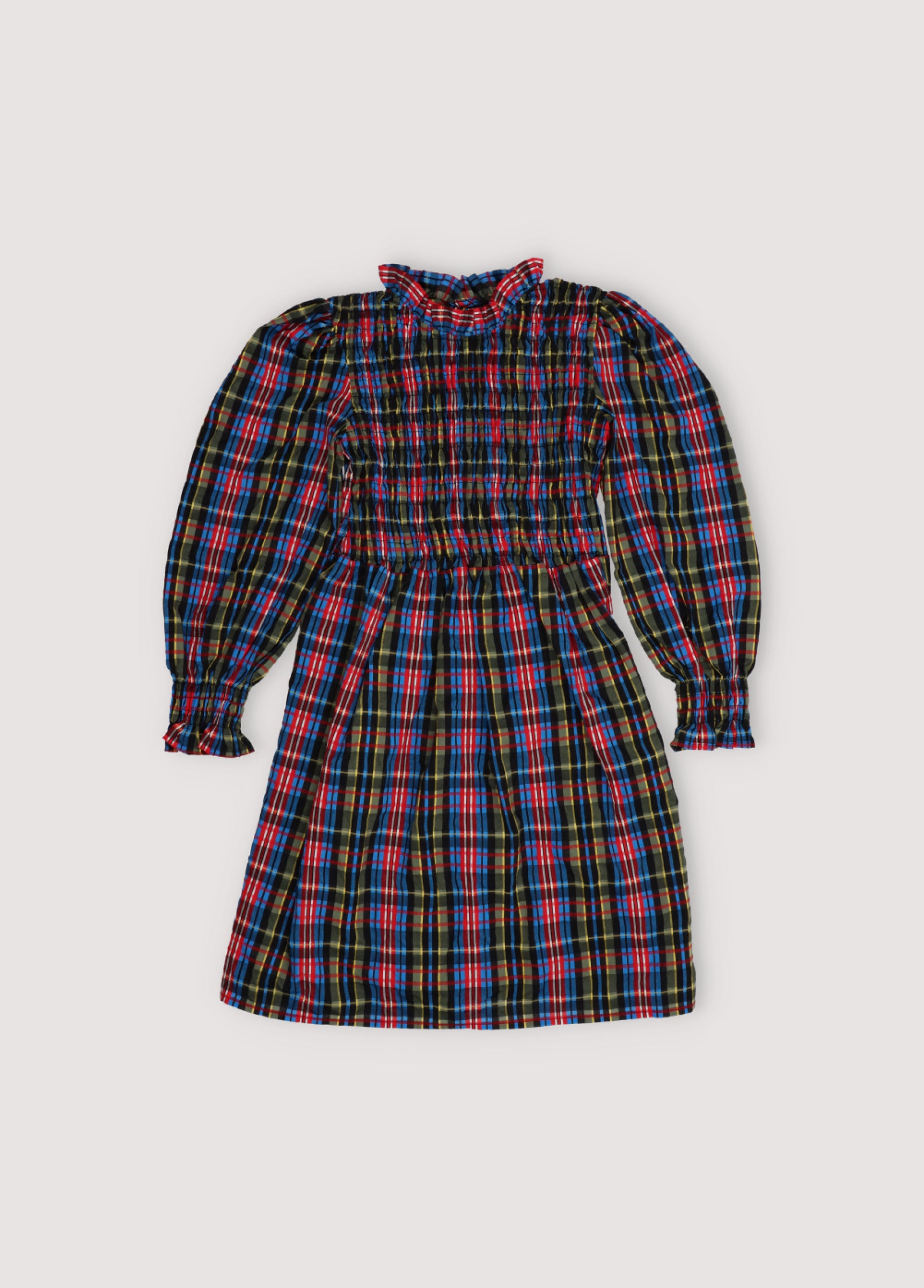 Girls Multicolor Check Dress