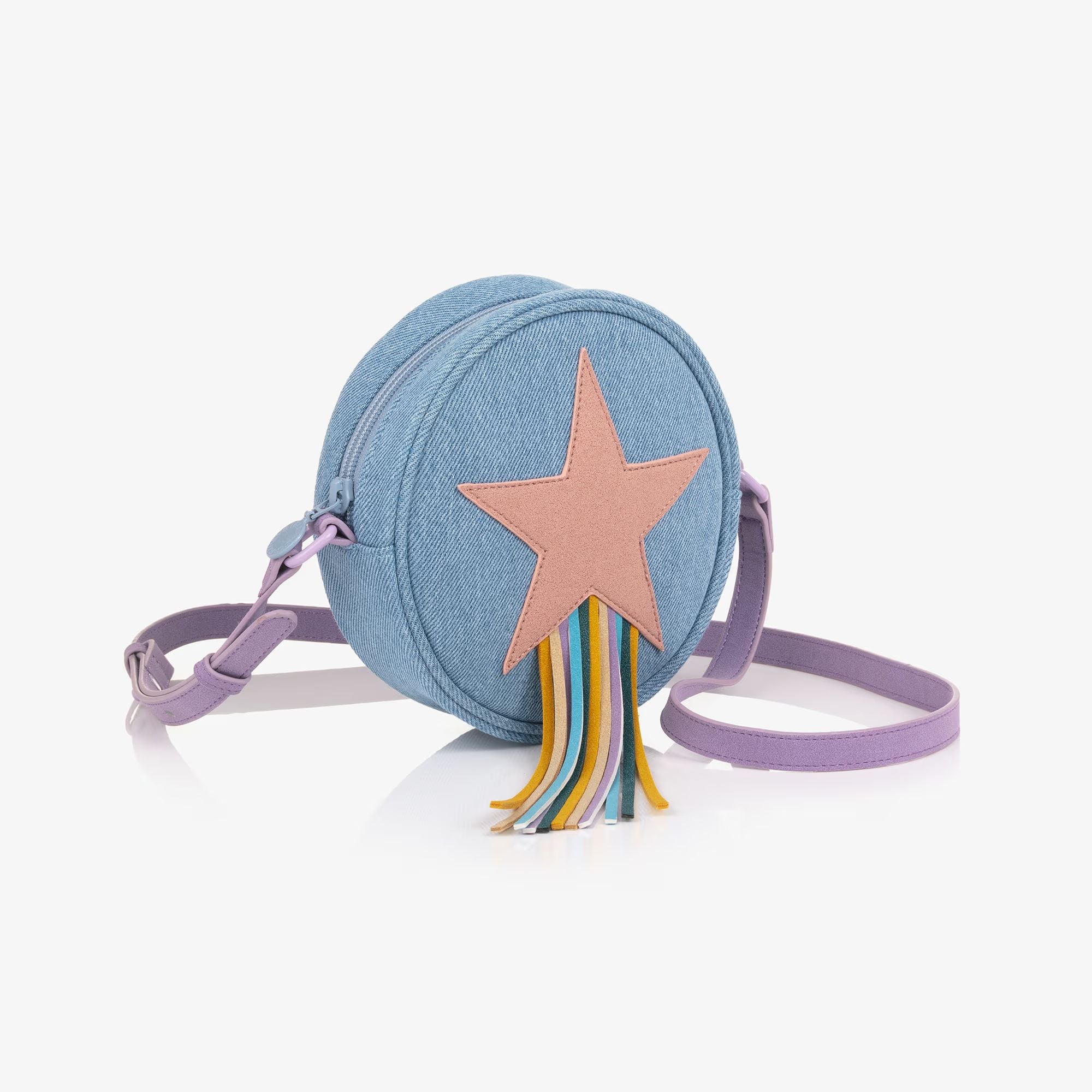 Girls Blue Tassel Denim Shoulder Bag(17cm)