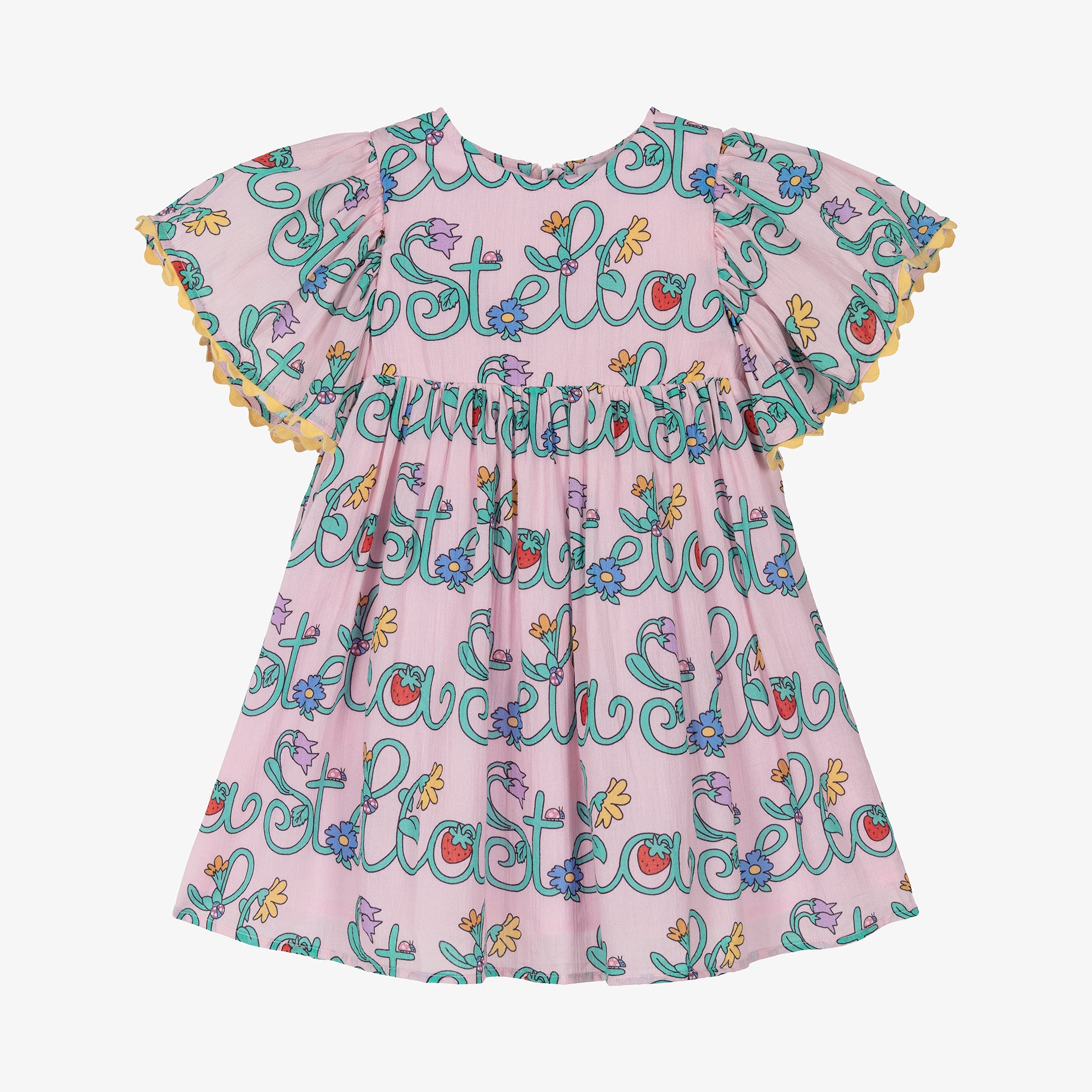 Girls Pink Printed Cotton Dress