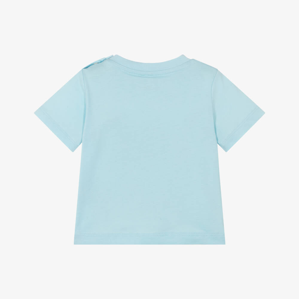 Baby Boys & Girls Light Blue Printed Cotton T-Shirt