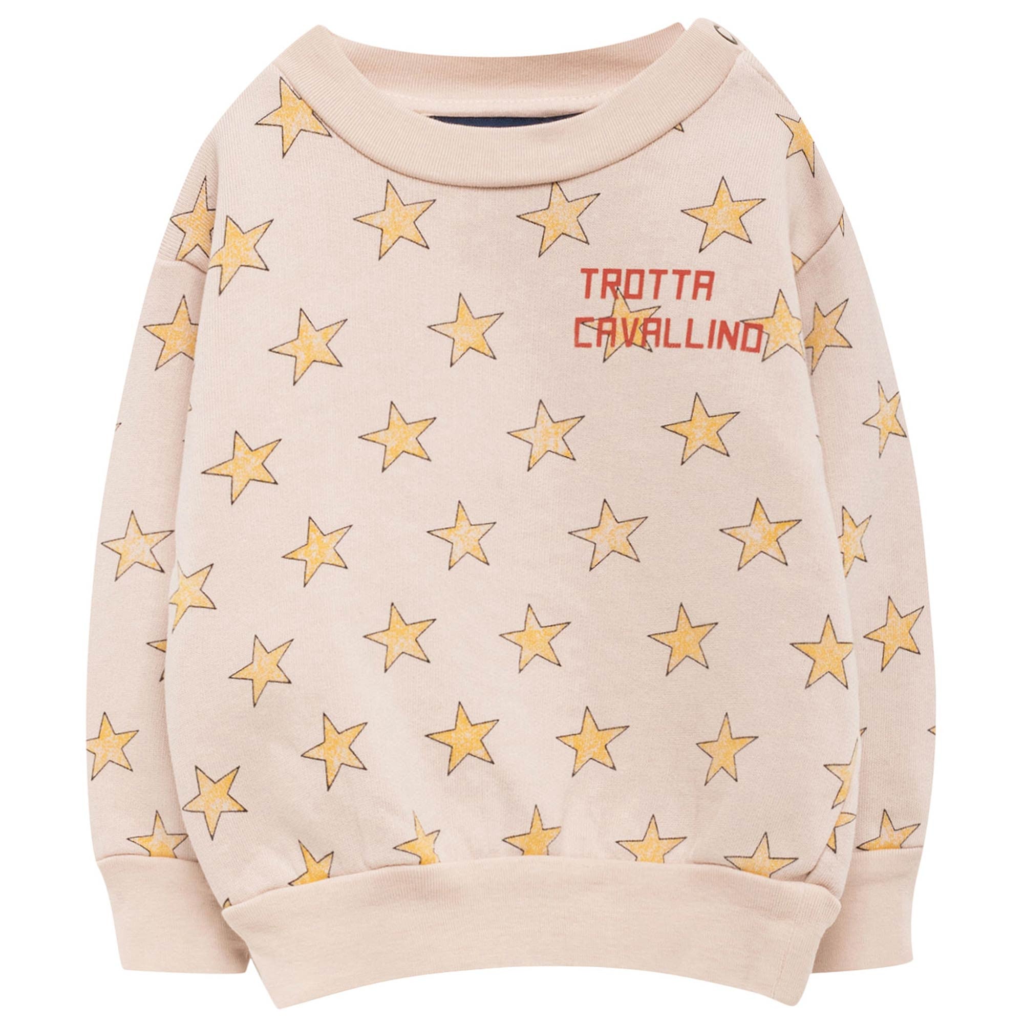 Baby Pink Stars Printed Cotton Sweatshirt