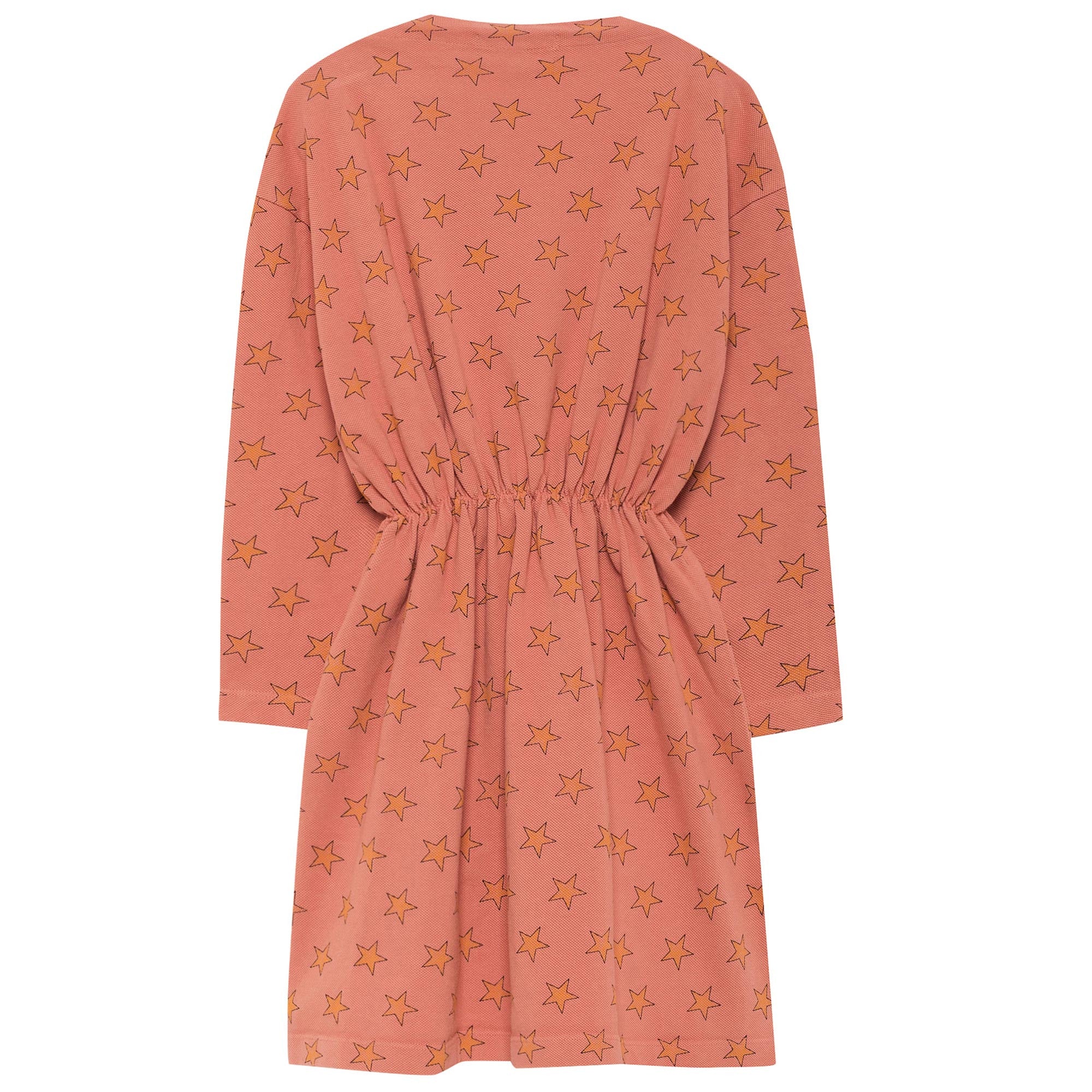 Girls Deep Orange Stars Printed Dress