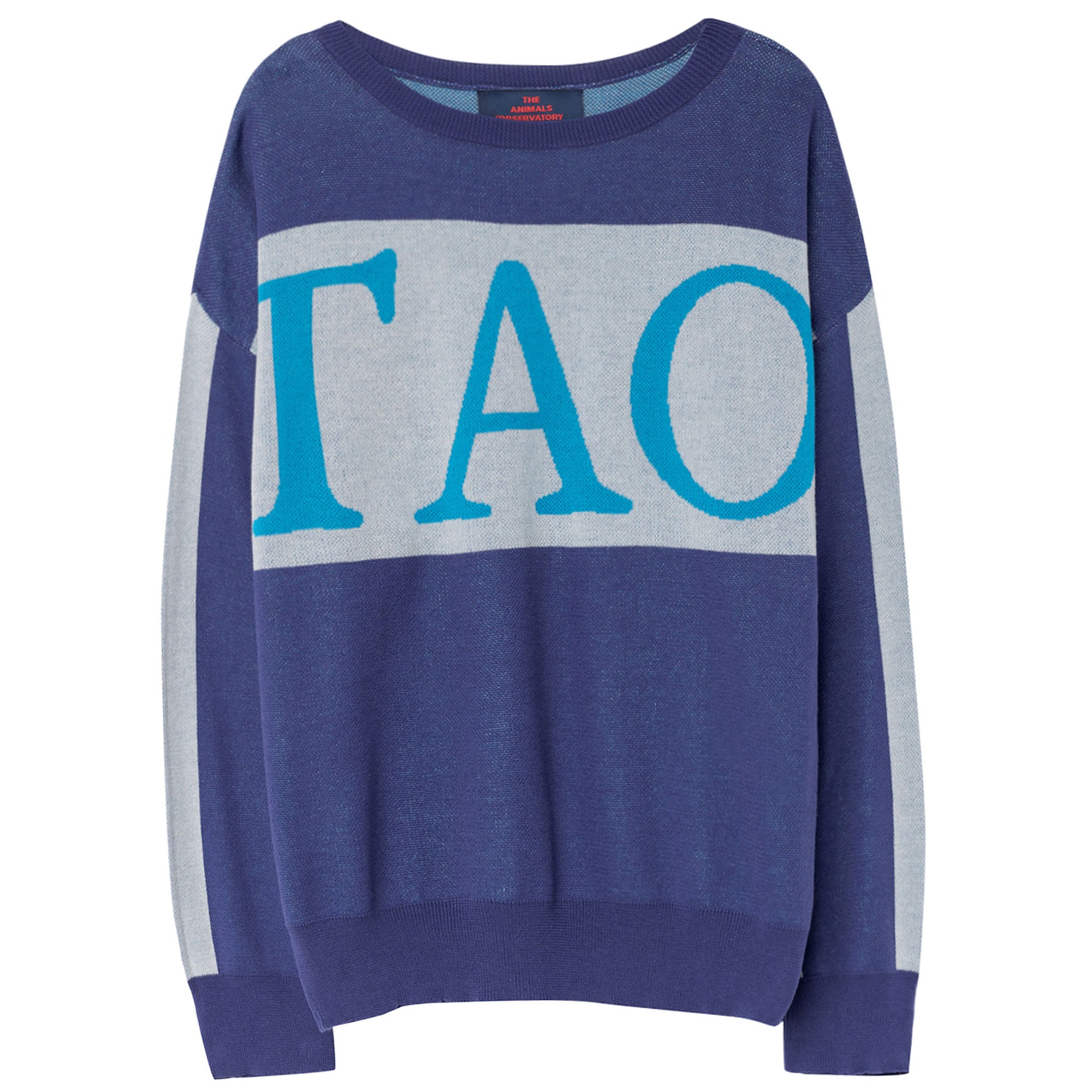 Girls Blue Logo Cotton Knitted Sweater