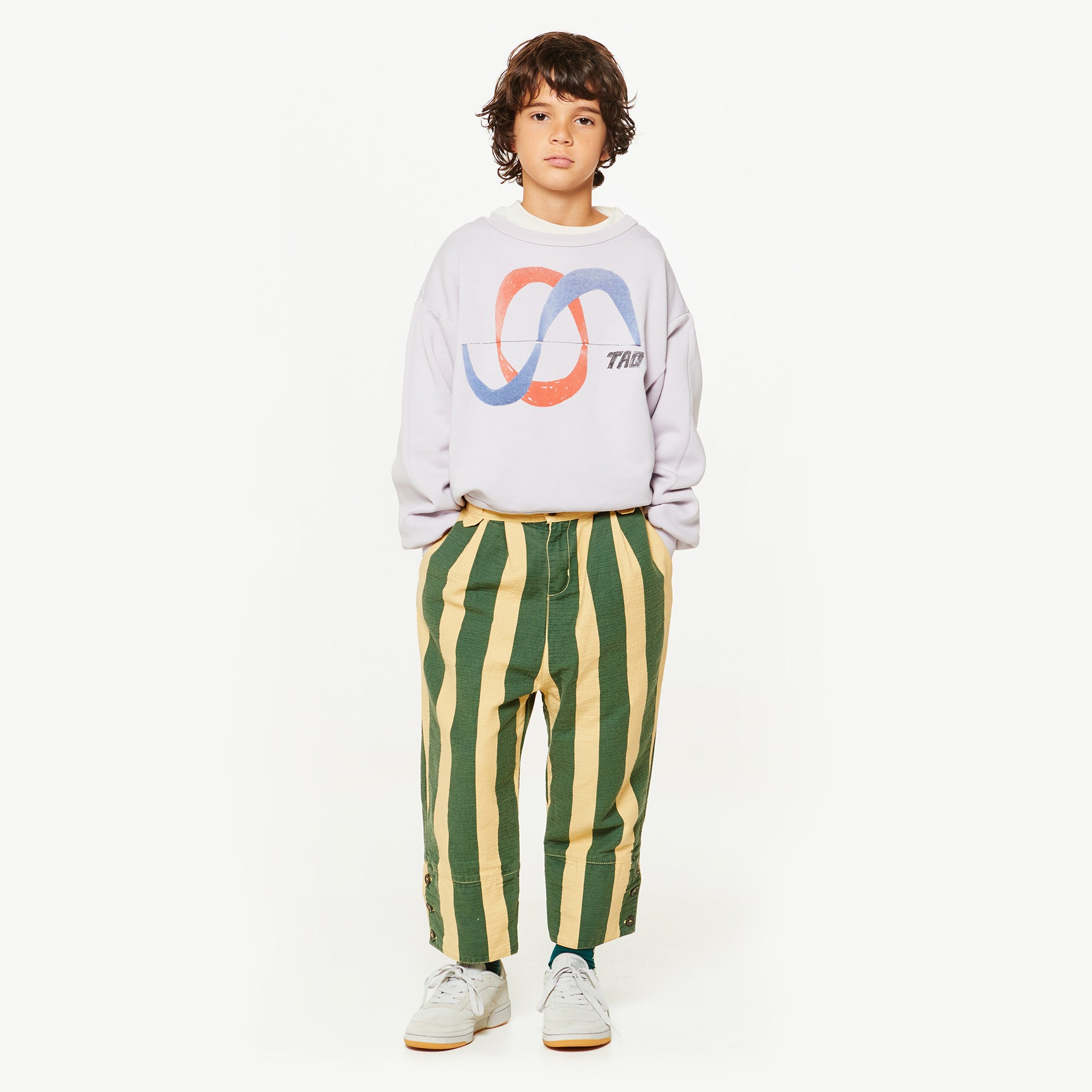 Girls & Boys Yellow Maroon Striped Cotton Trousers