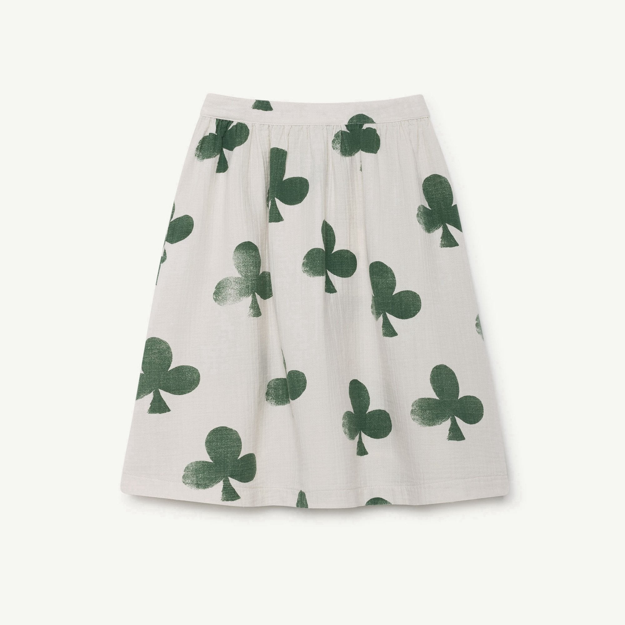 Girls White Clovers Cotton Skirt