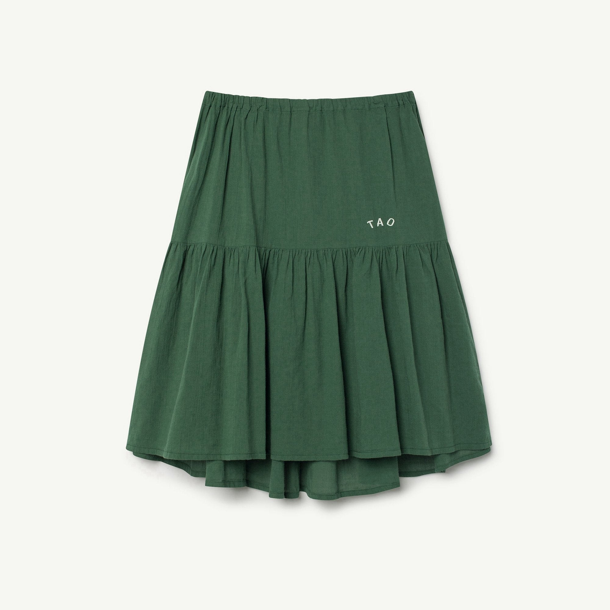 Girls Green Black Cotton Skirt
