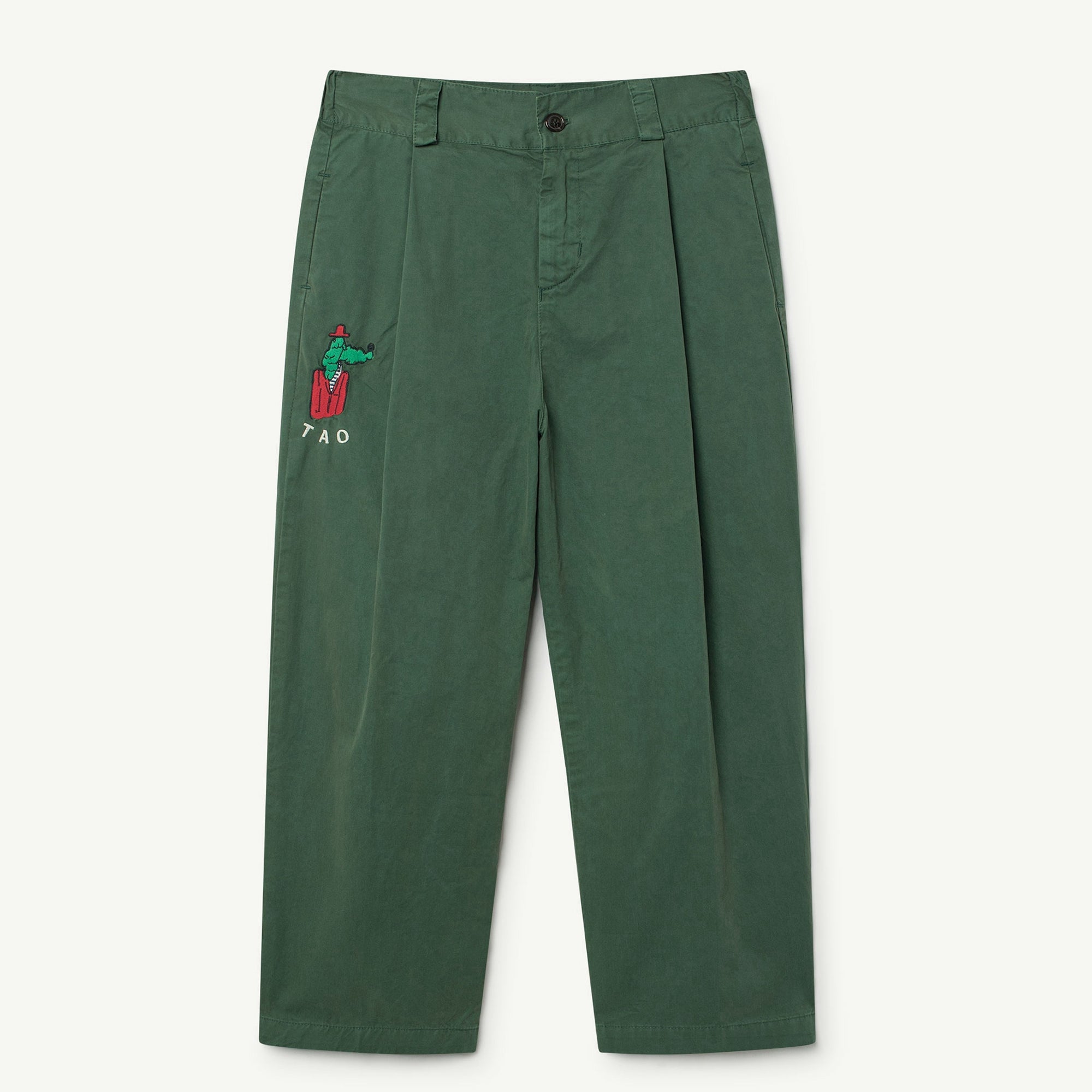 Girls & Boys Green White Bomar Cotton Trousers
