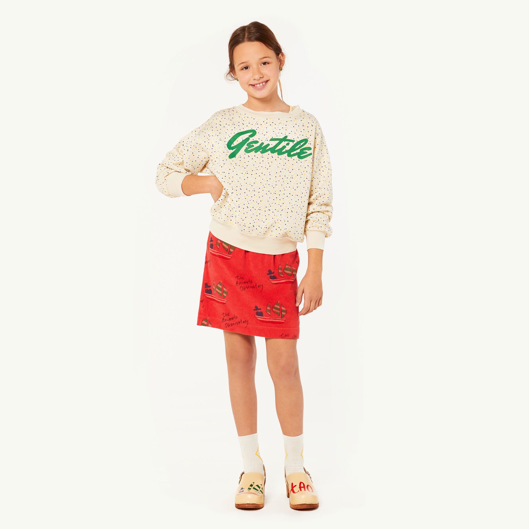 Girls White Dots Cotton Sweatshirt