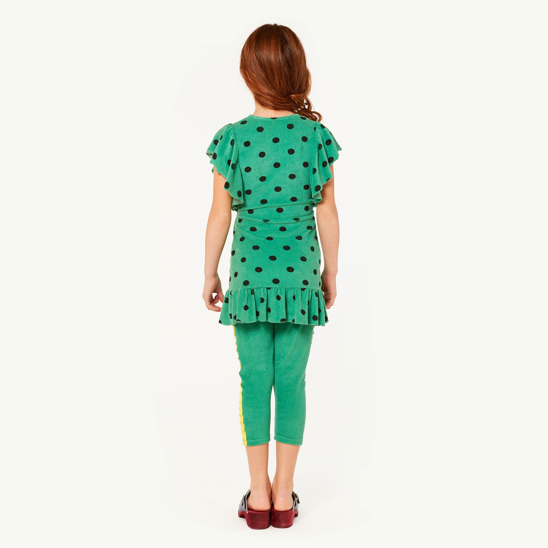 Girls Green Polka Cotton Dress