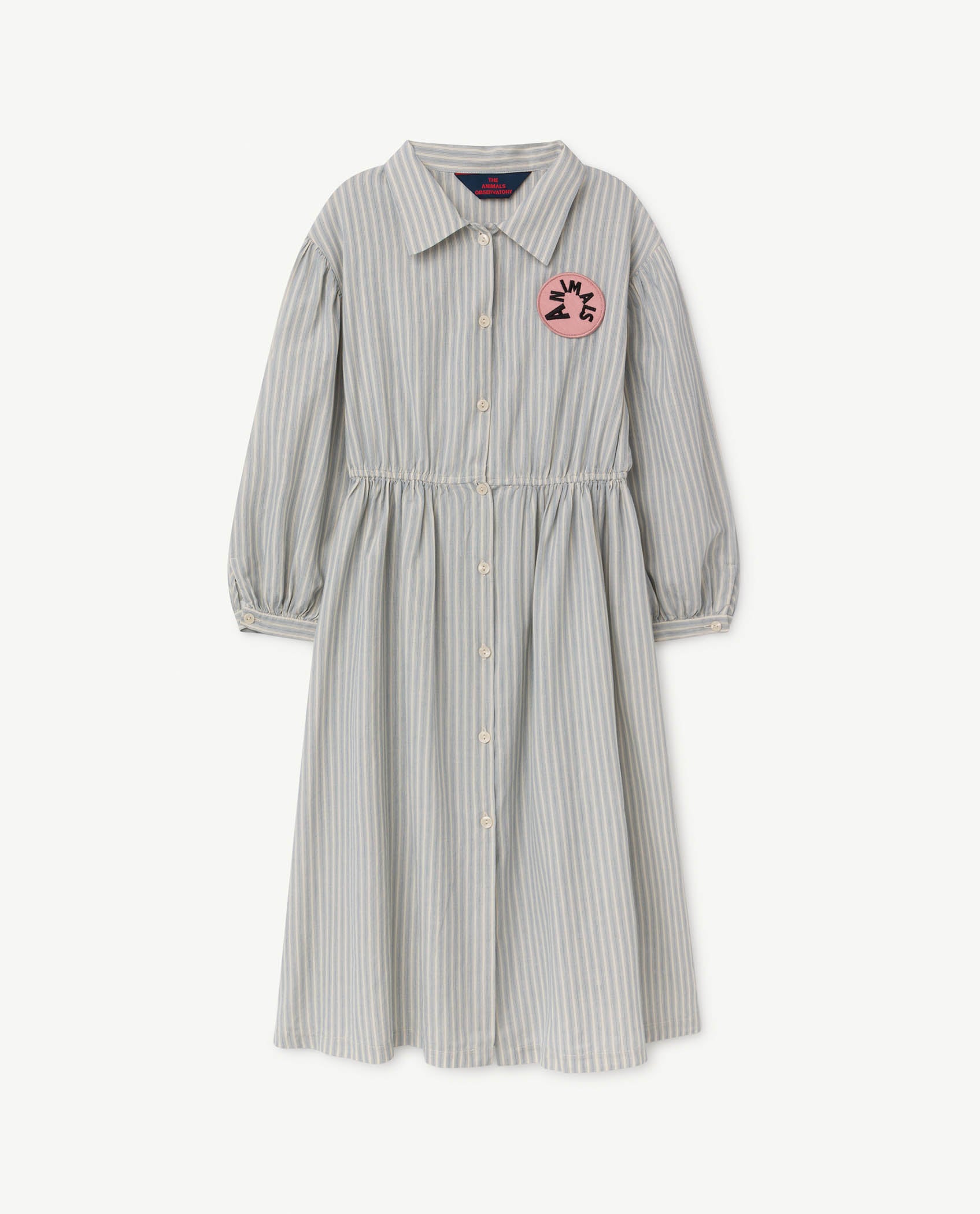 Girls Light Blue Striped Cotton Dress