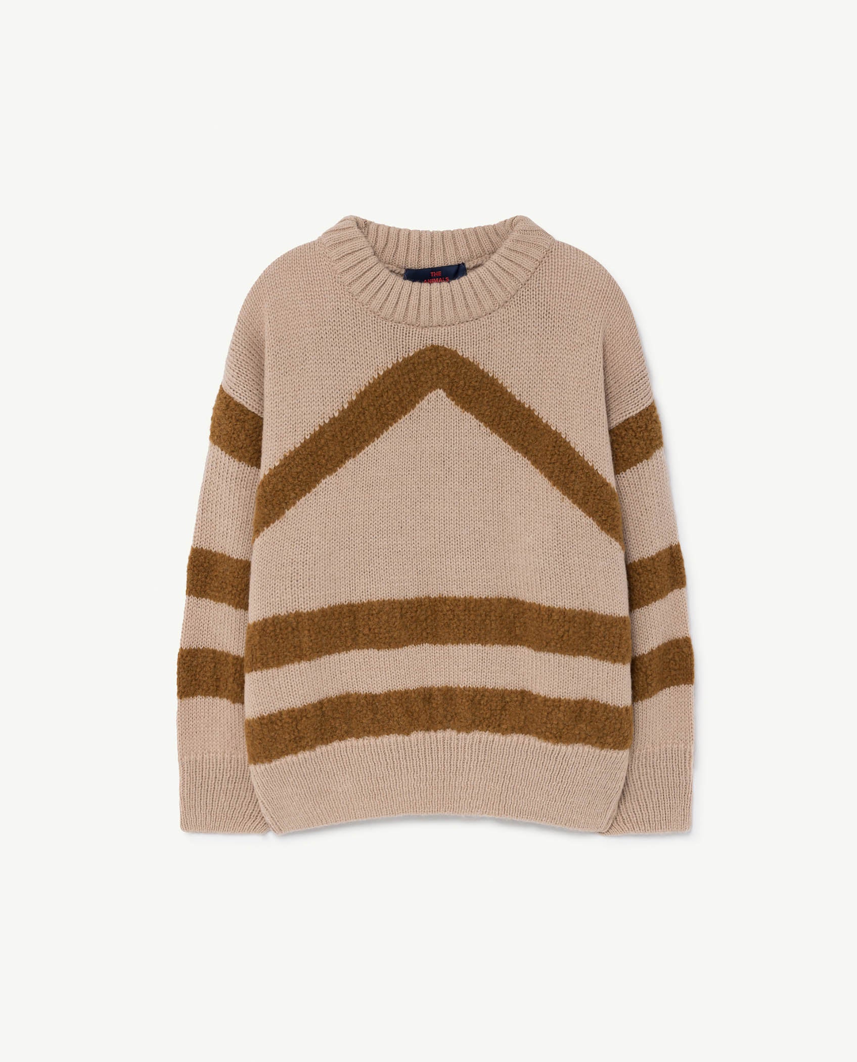 Girls Beige Striped Sweater