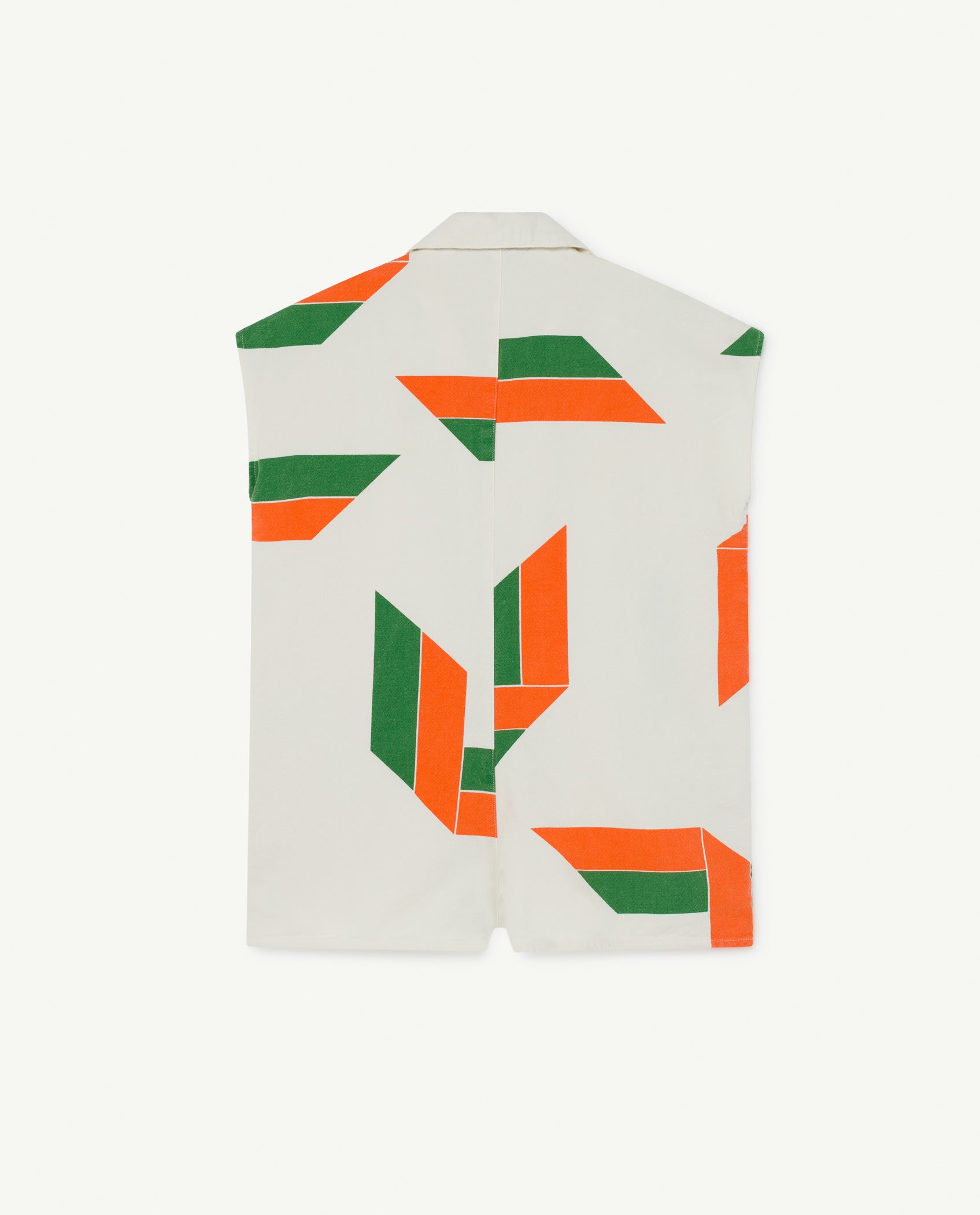 Girls White Geometric Cotton Junpsuit
