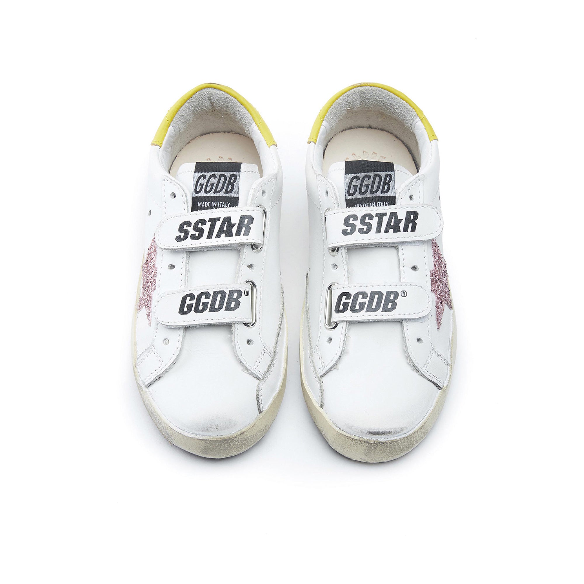 Girls White Glitter Star Leather Shoes