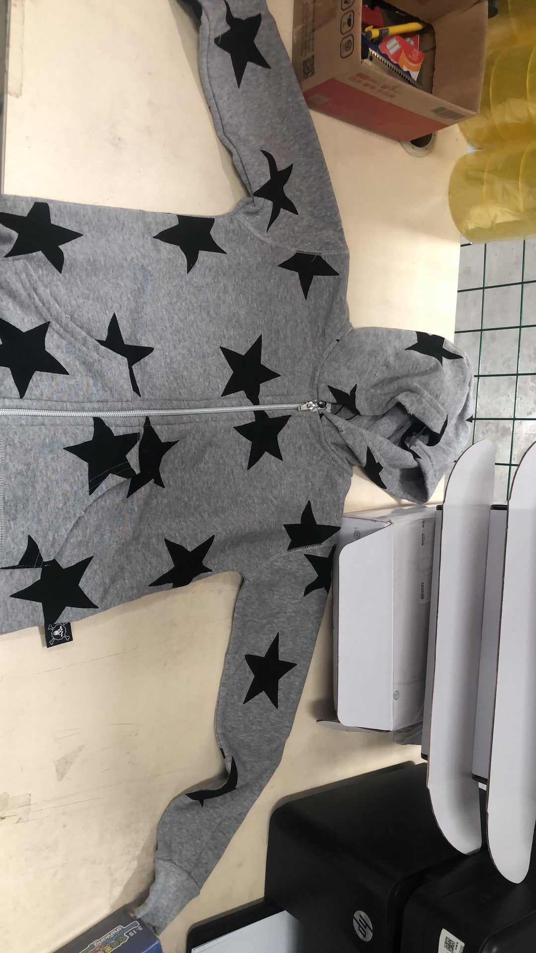 Girls Grey Star Cotton Coat