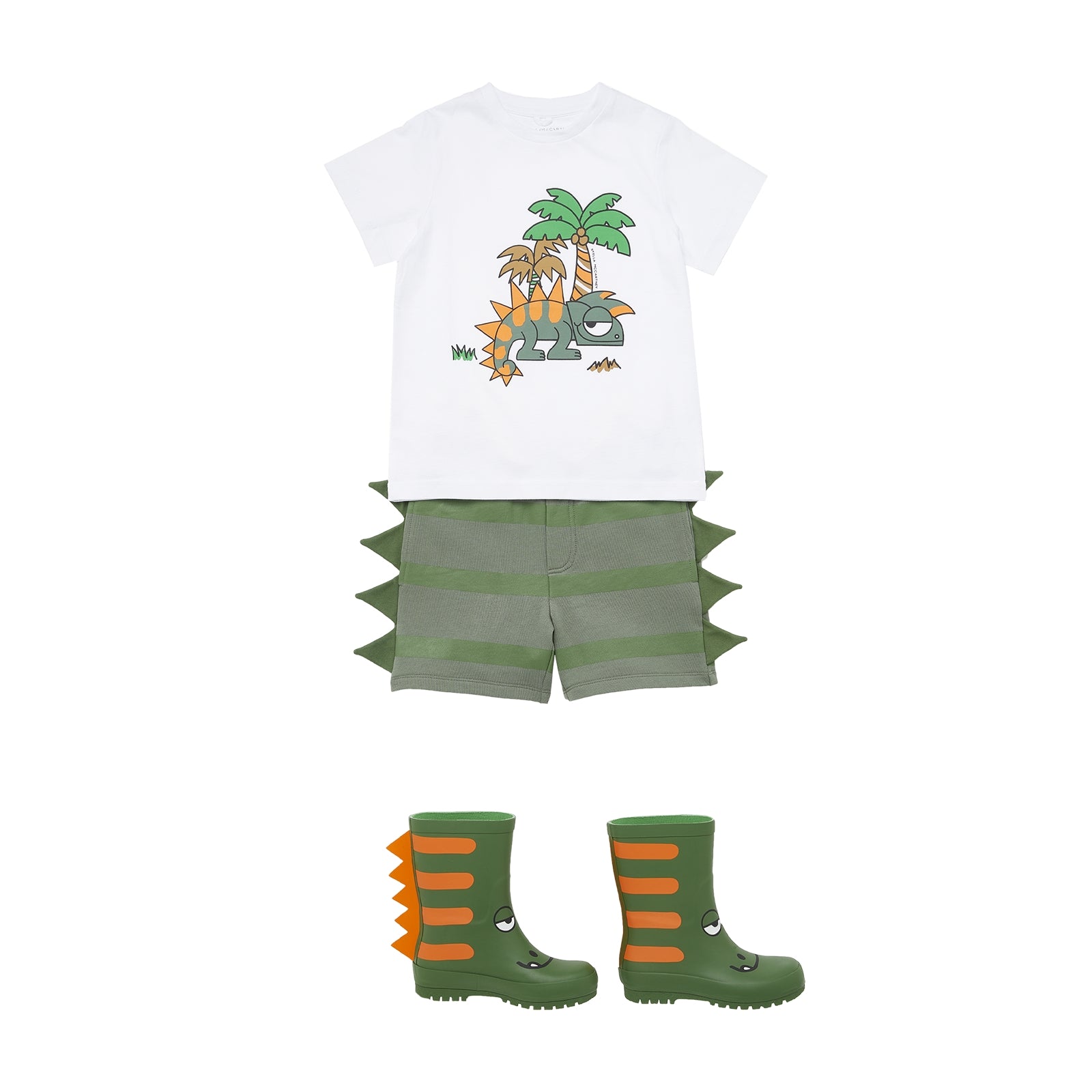 Boys White Printed Cotton T-Shirt