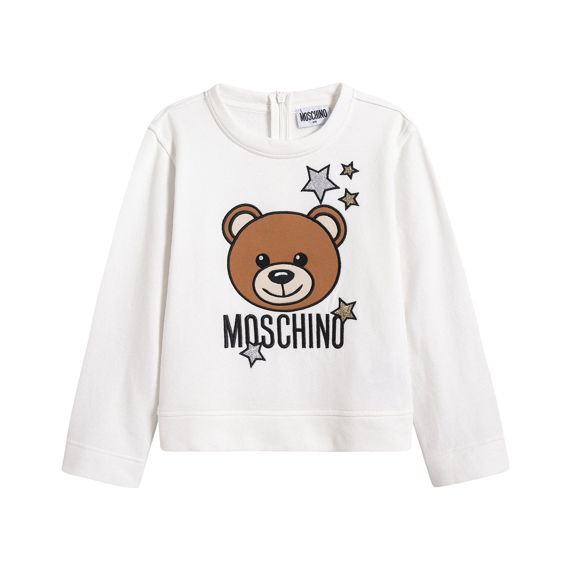Girls White Logo Cotton Sweatshirt