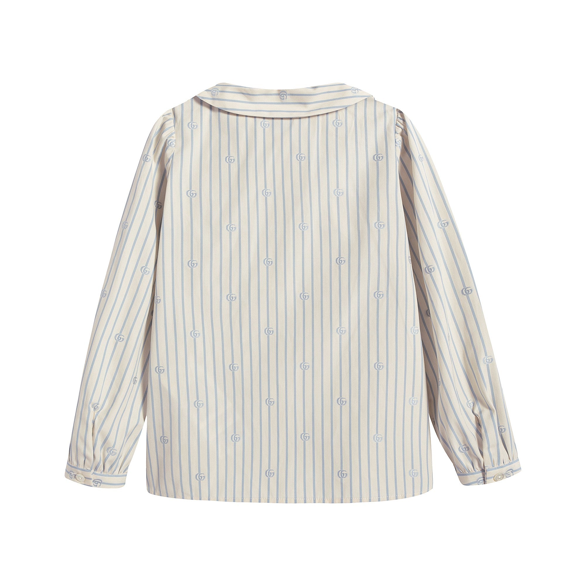 Baby Girls White Stripes Logo Cotton Shirt