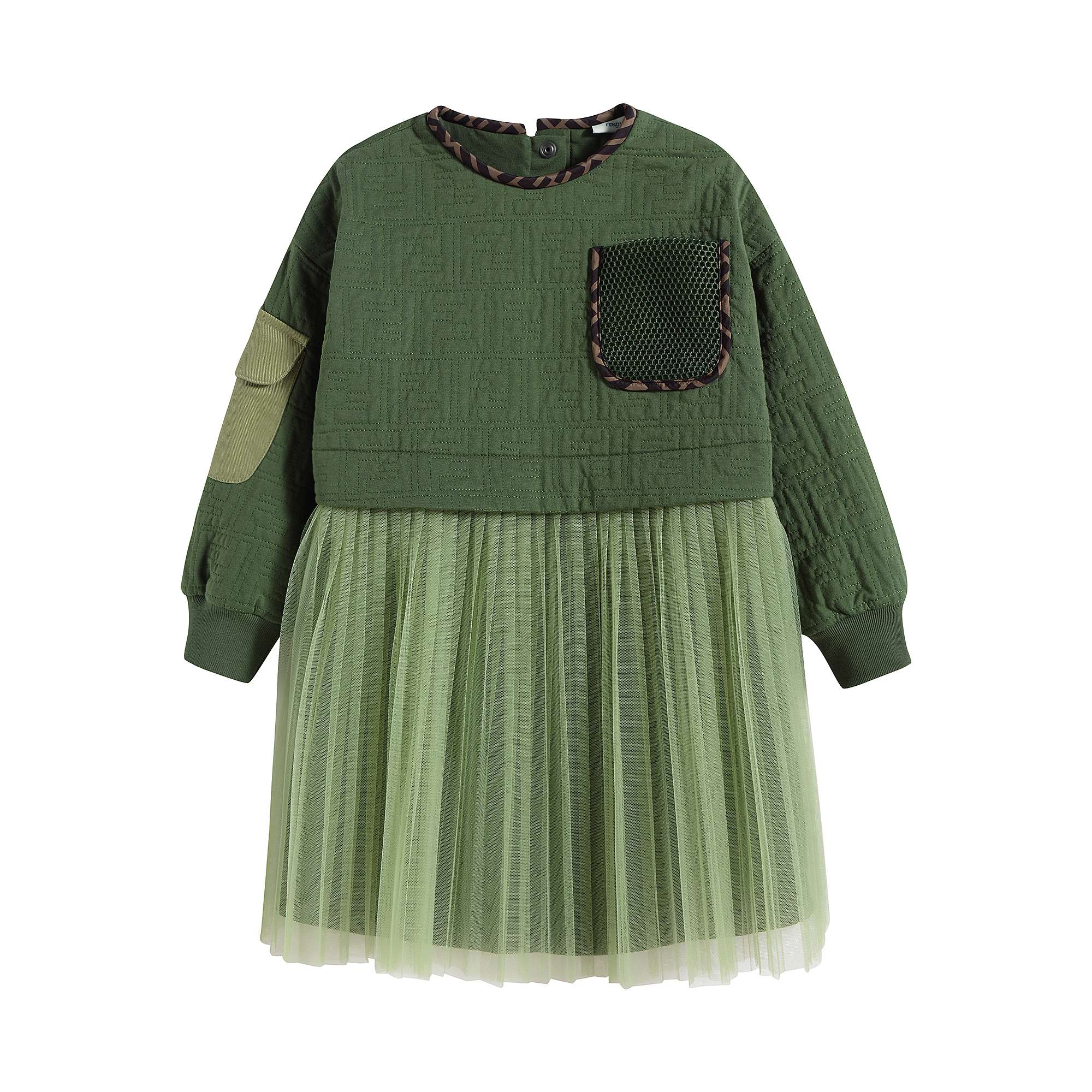 Girls Green Pocket Dress