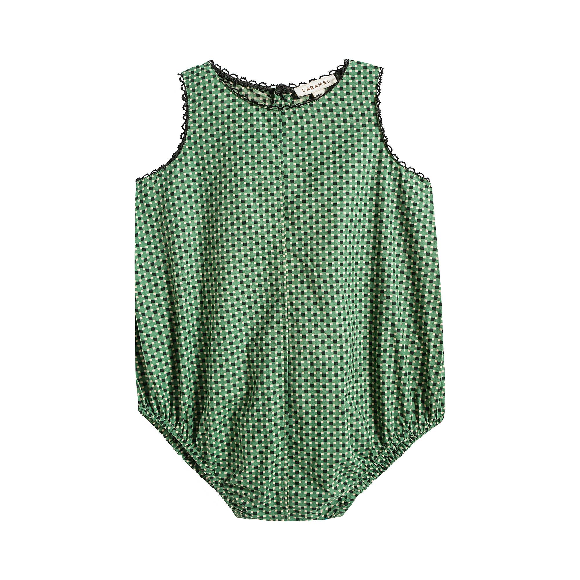 Baby Girls Green Dots Cotton Babysuit