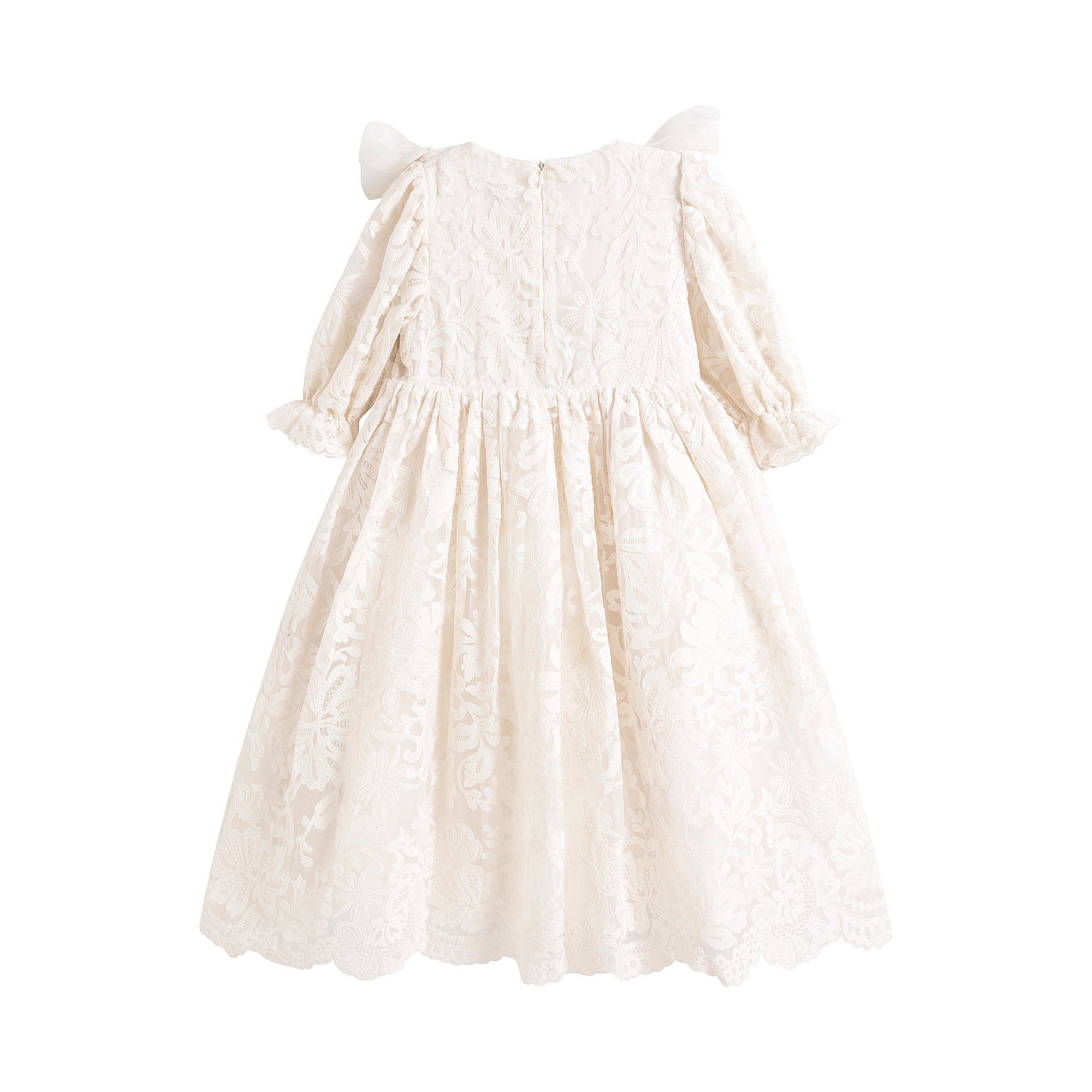 Girls White Embroidered Cotton Dress