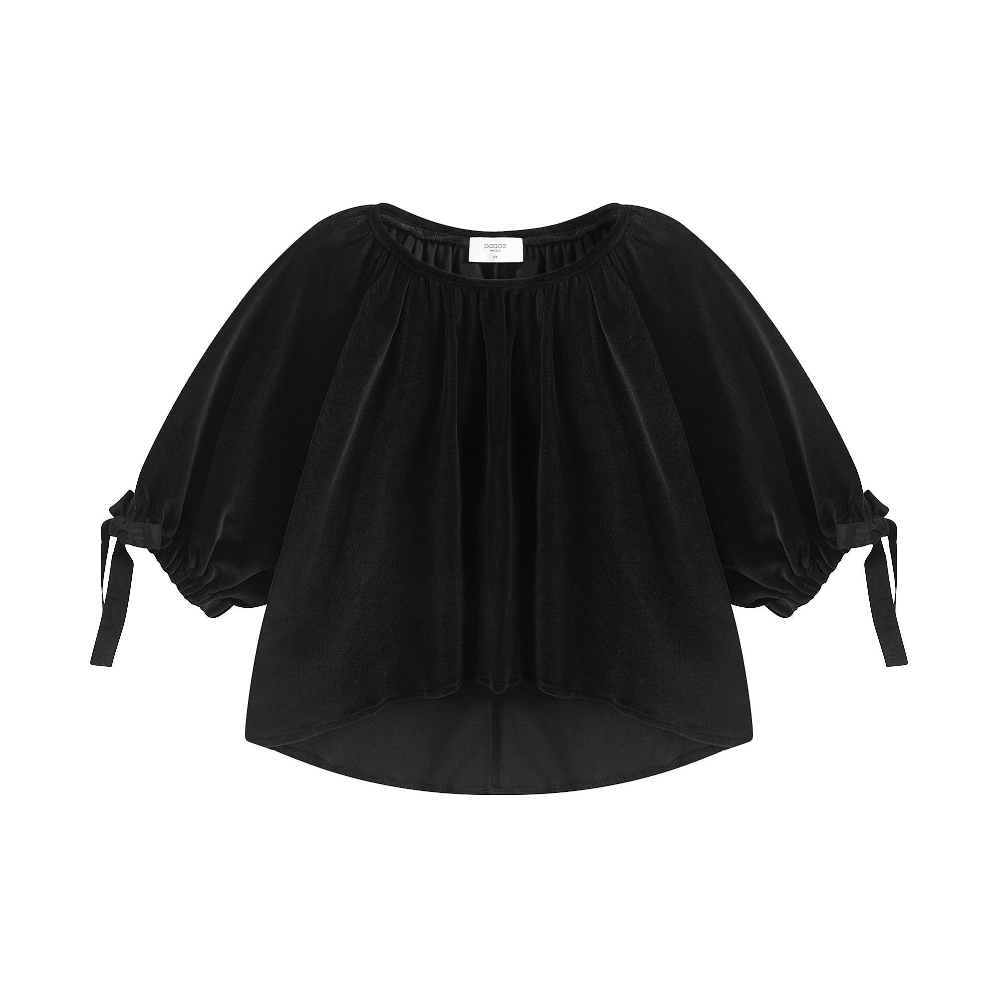Girls Black Velvet Top