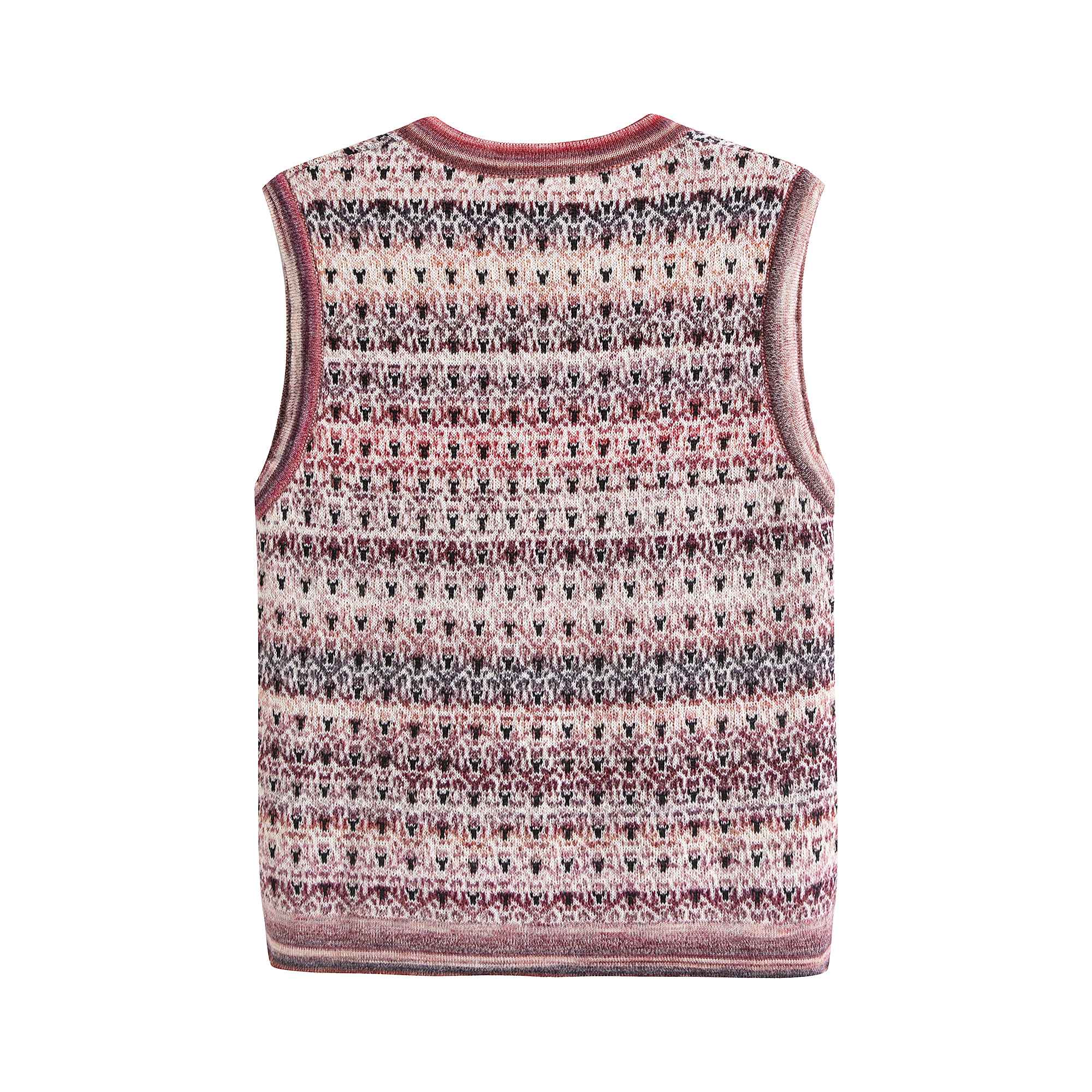 Girls Pink Pattern Wool Vest
