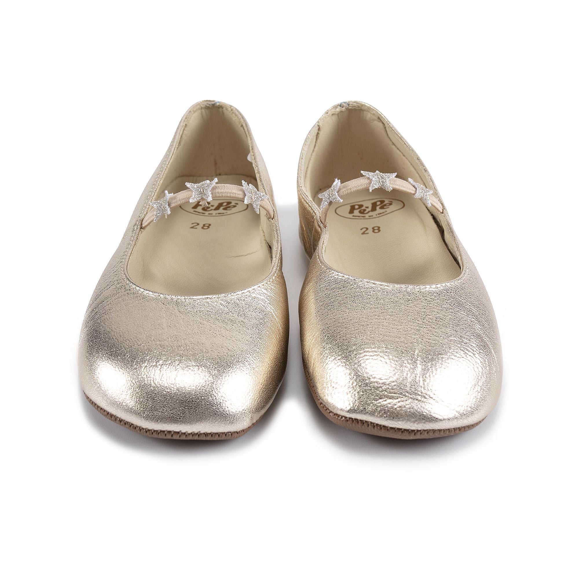 Girls Gold Stars Leather Shoes