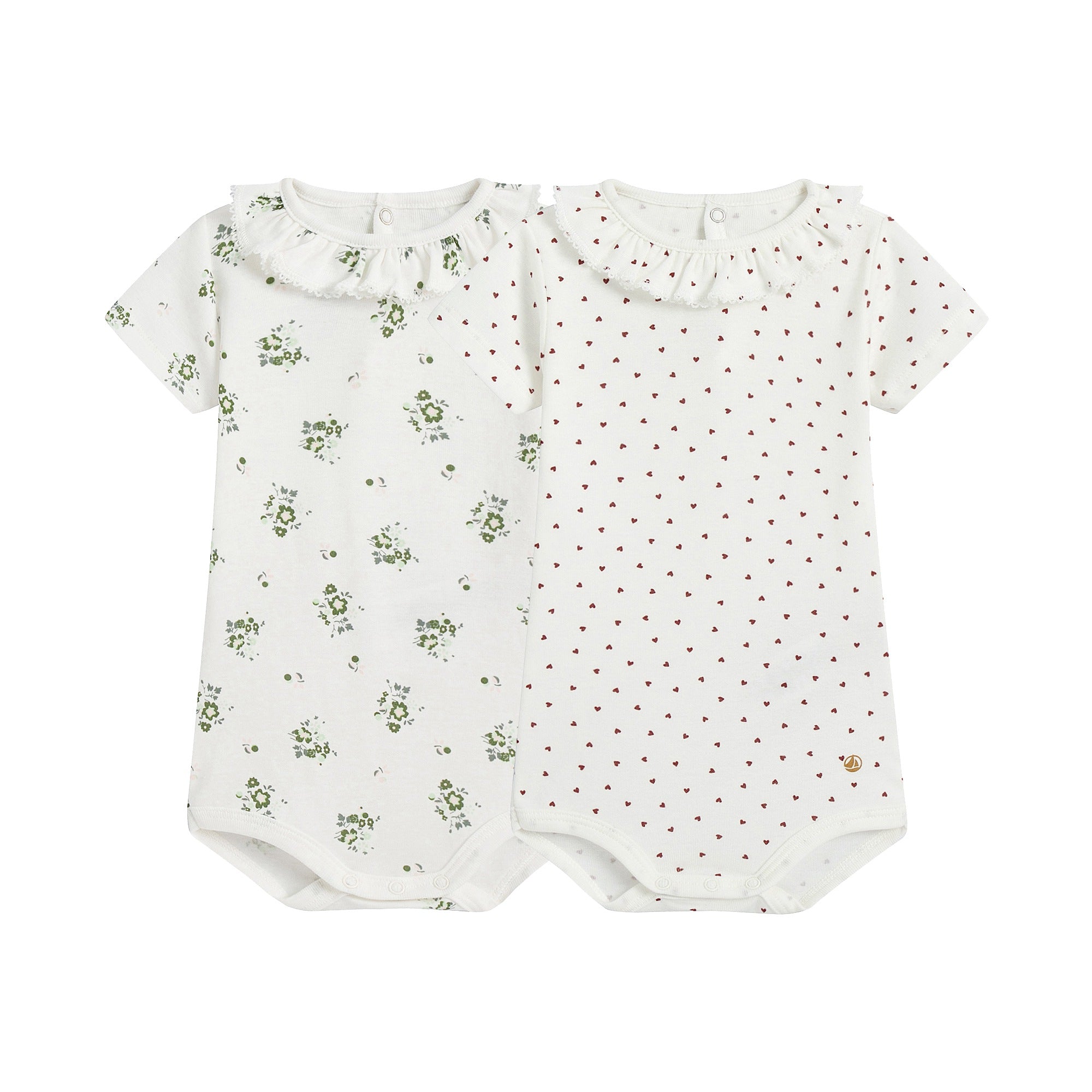 Baby Girls White Cotton Babysuit Set (2 Pack)