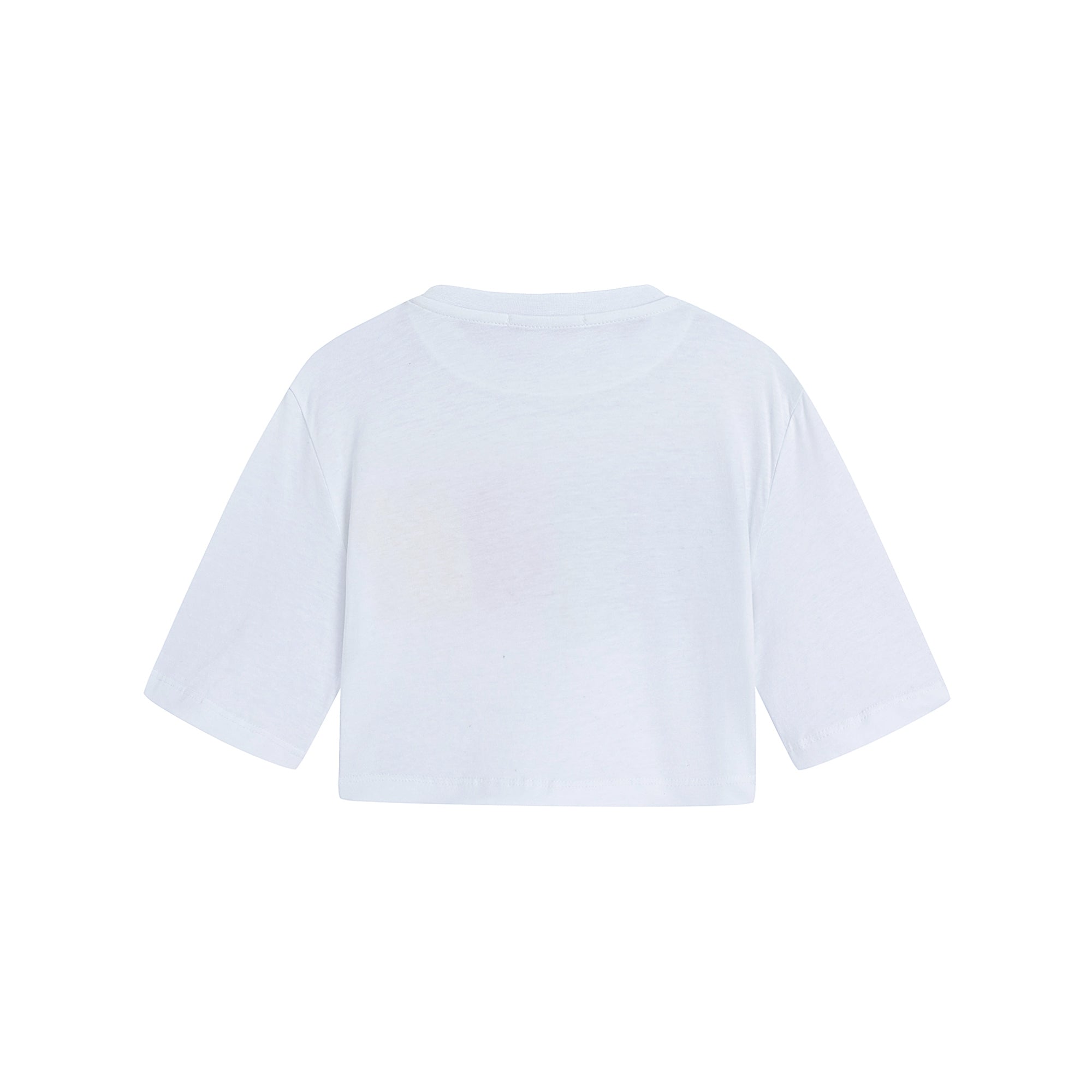 Girls White Cotton T-Shirt
