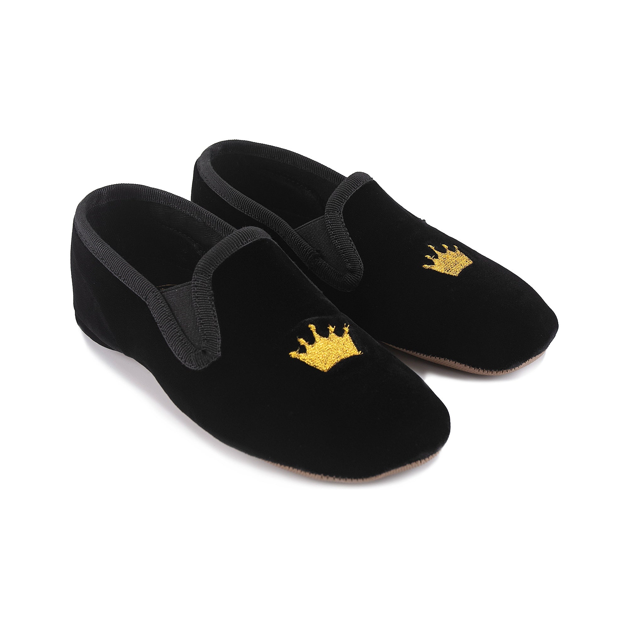 Girls Black Crown Flat Shoes