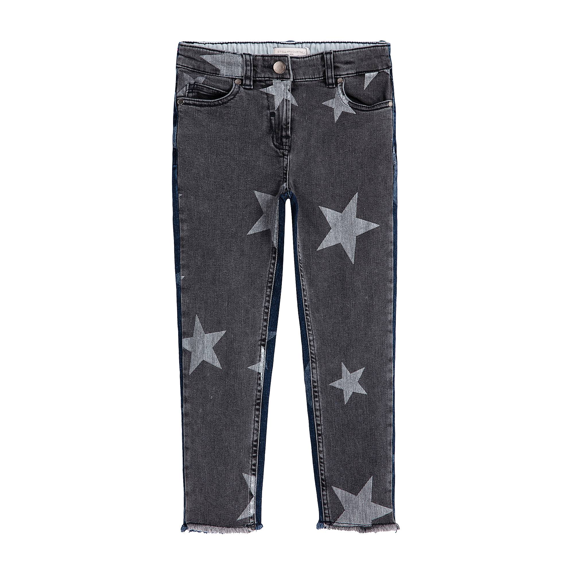 Girls Dark Grey Stars Denim Trousers