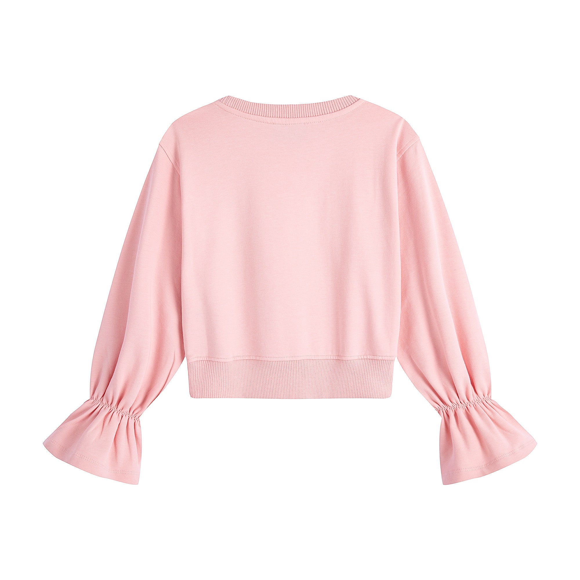 Girls Pink Printed Cotton Sweatshirt