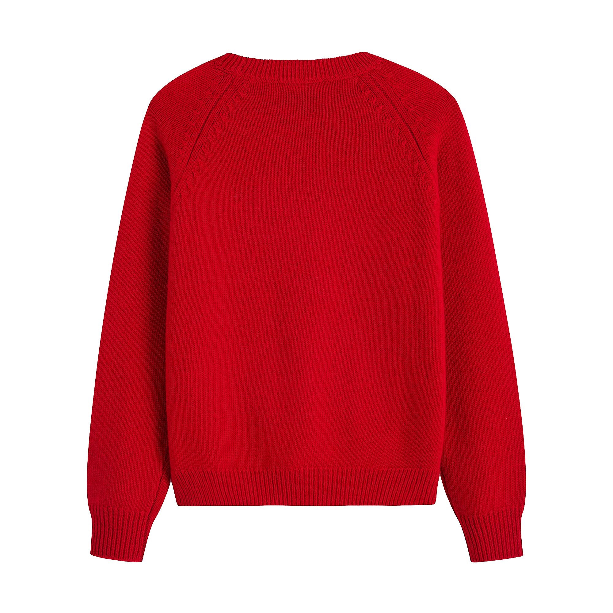 Girls Red Pom Wool Sweater