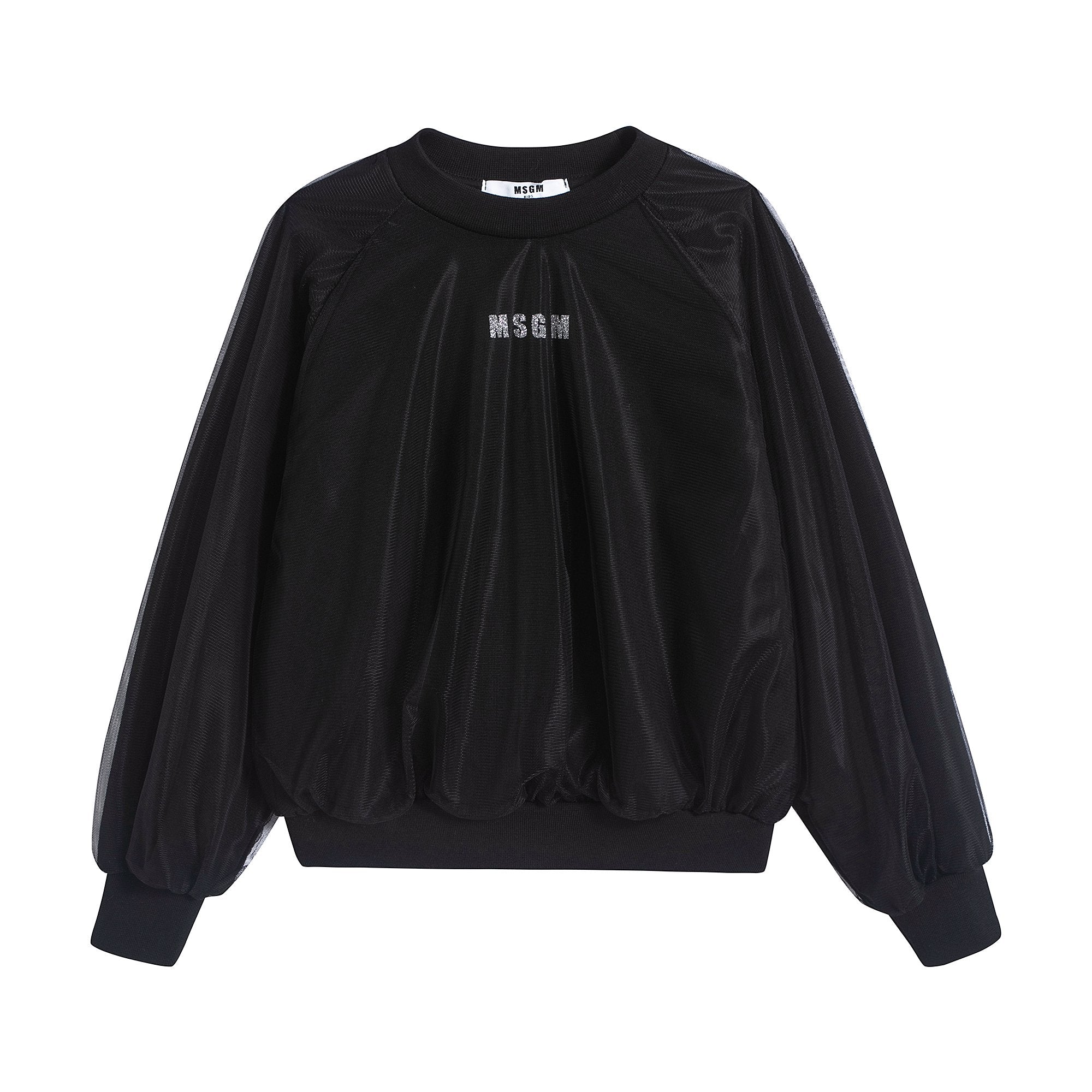 Girls Black Logo Cotton Sweatshirt