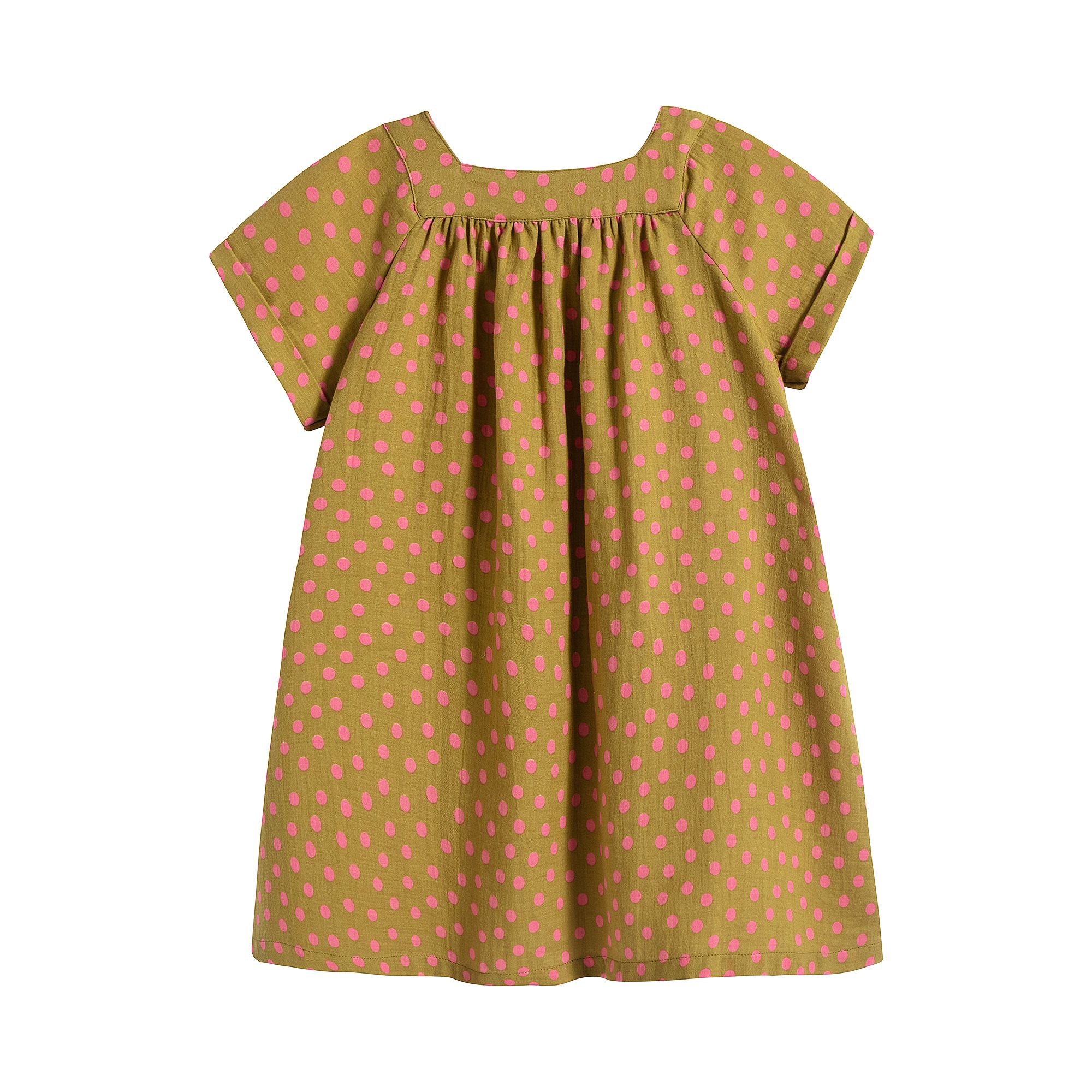 Girls Brown Dots Cotton Dress