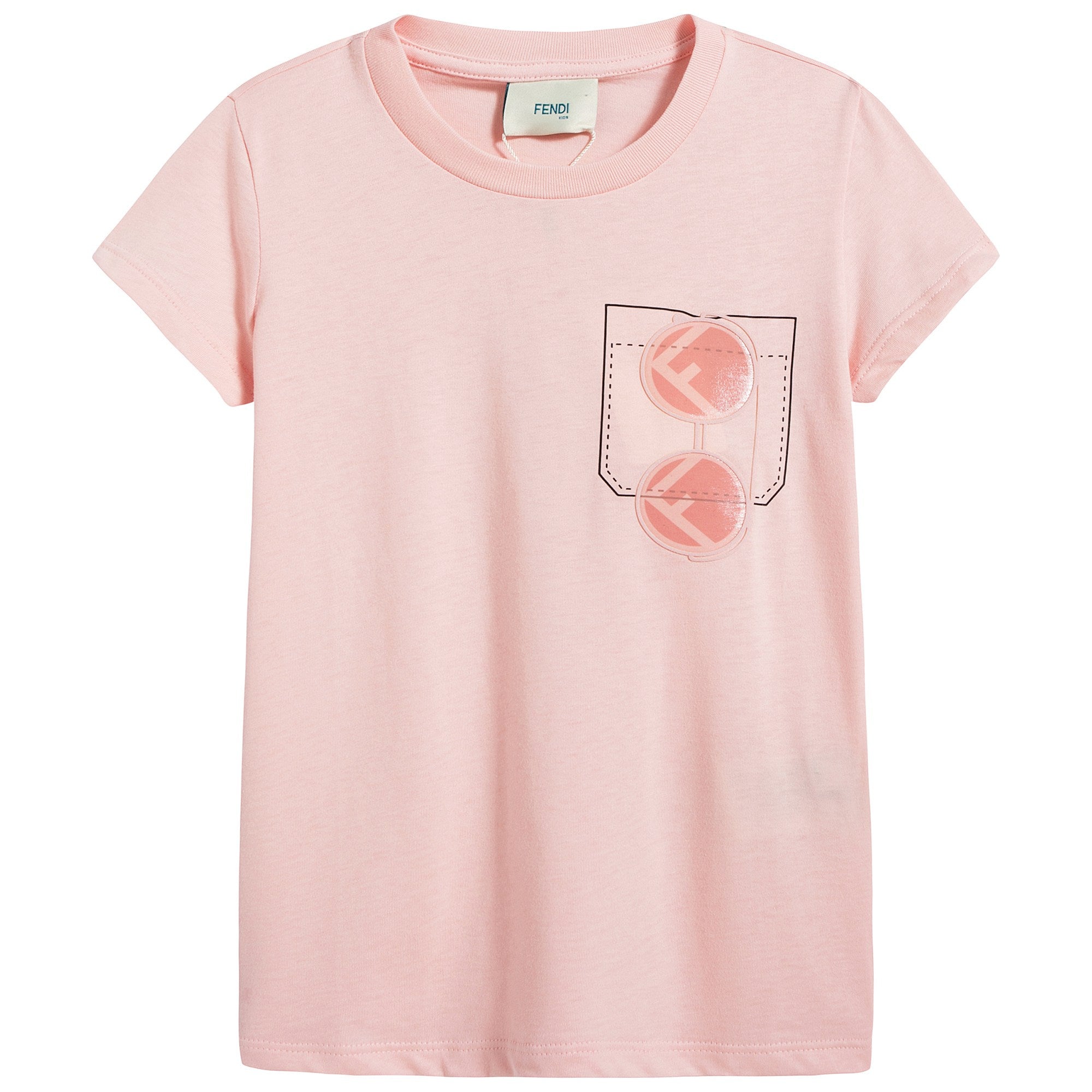 Girls Pink Printed Cotton T-shirt