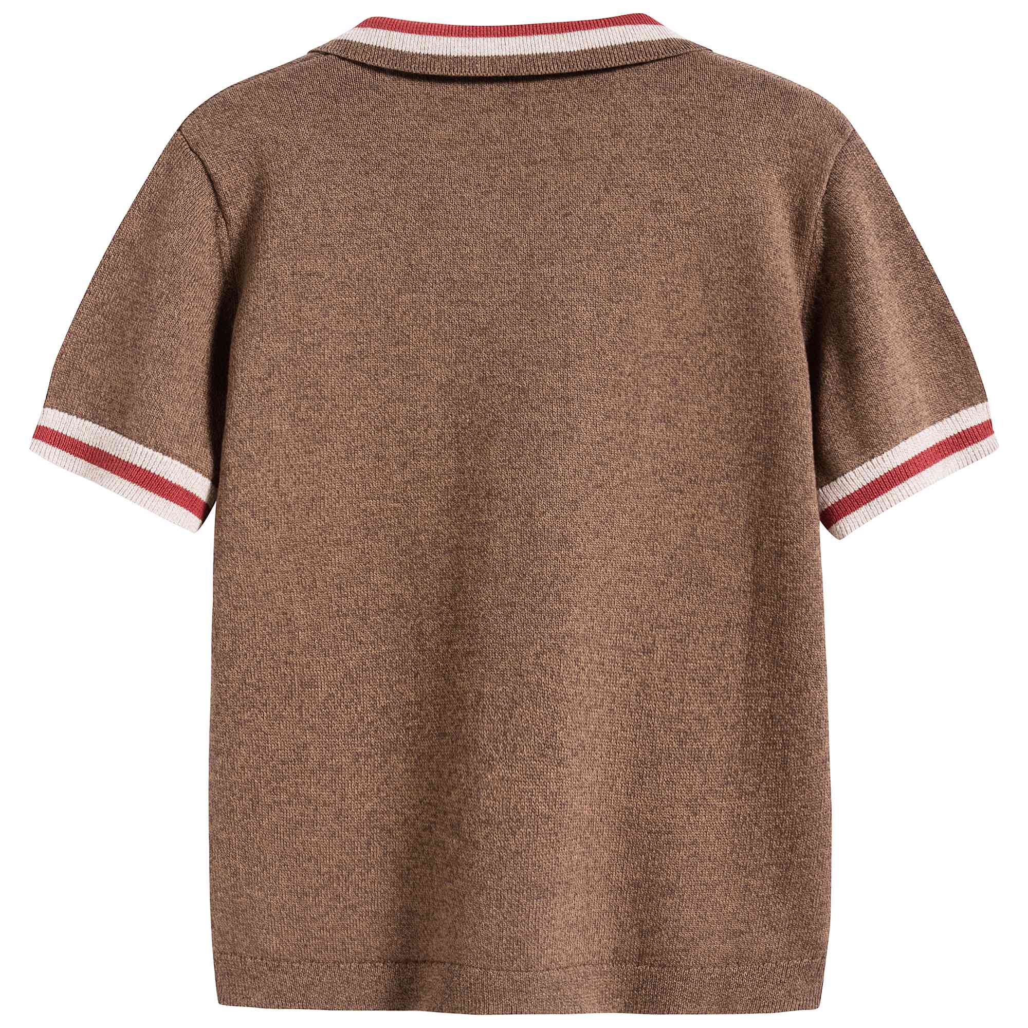 Girls Brown Cotton Polo Shirt